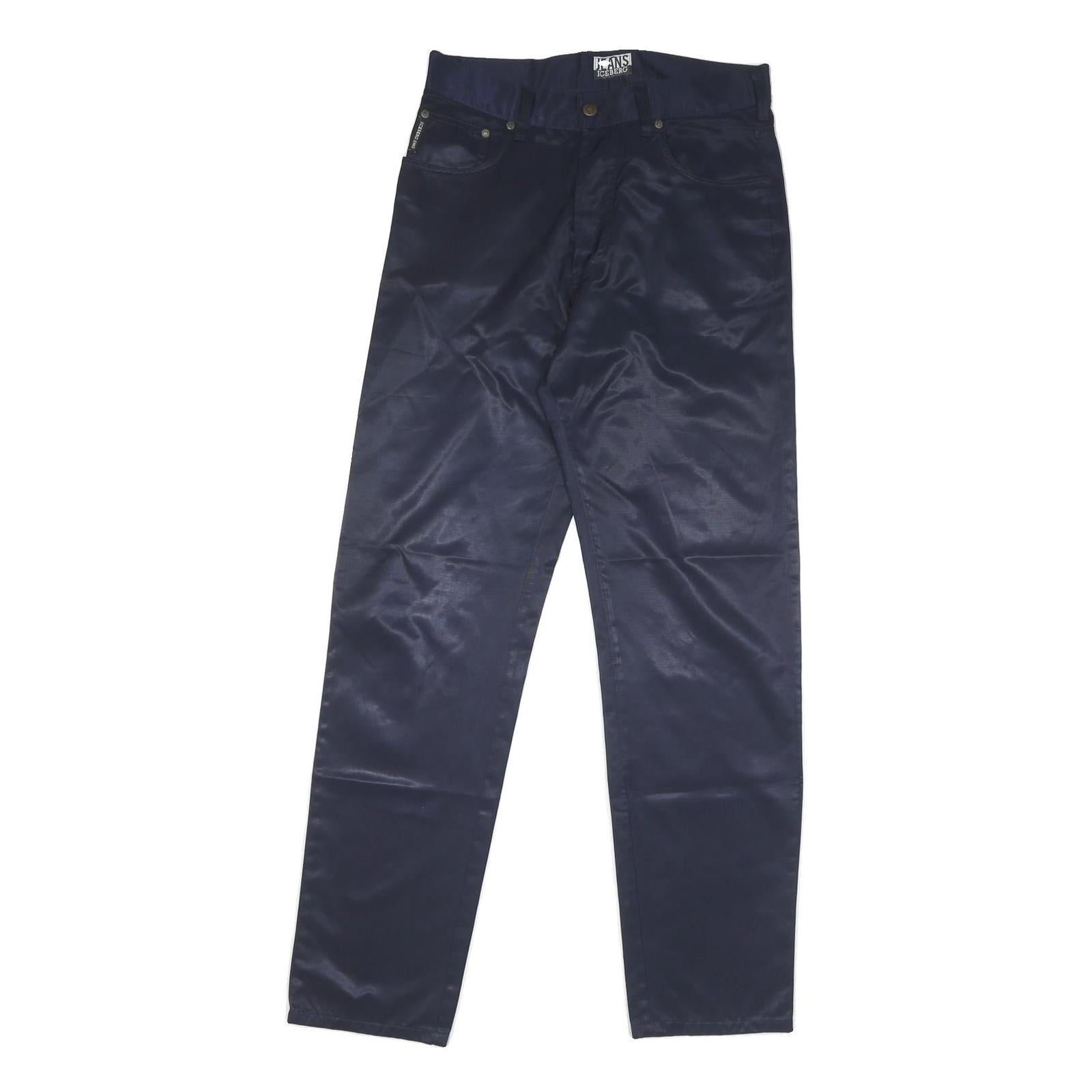 ICEBERG Mens Synthetic Navy Regular Fit Button Closure Trousers W34 L32 Refurbished - N/A refurbished available on Cerqular