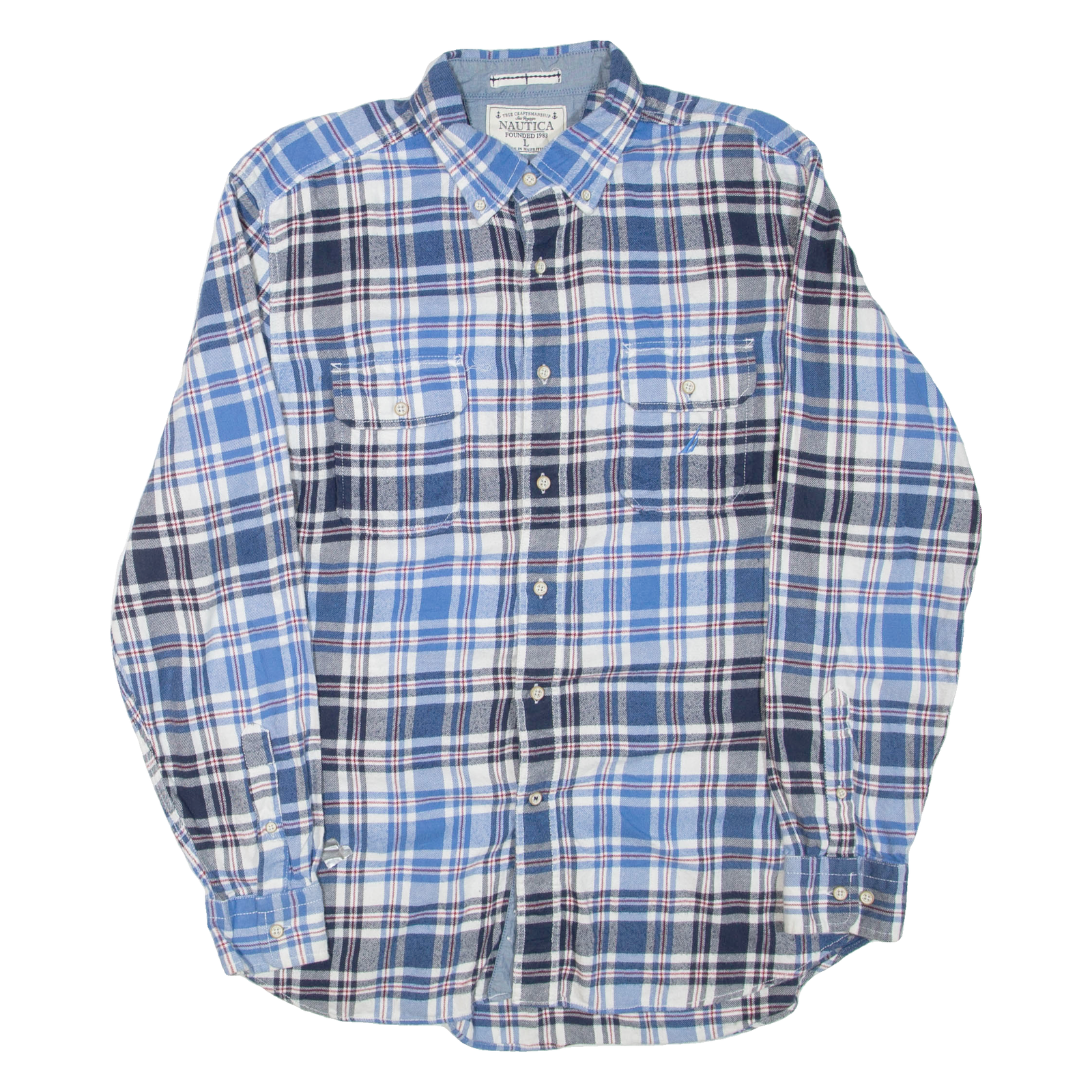 Buy NAUTICA Mens Shirt Blue Check Long Sleeve L Refurbished - $23.39 NAUTICA Mens Shirt Blue Check Long Sleeve L Refurbished - N/A refurbished available on Cerqular