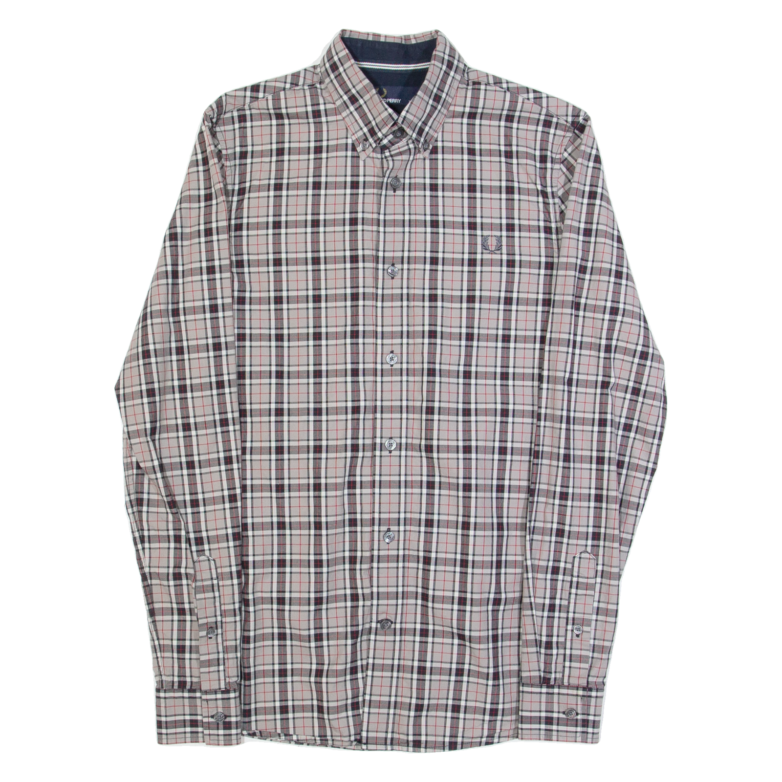 FRED PERRY Mens Shirt Grey Check Long Sleeve XS Refurbished - N/A refurbished available on Cerqular