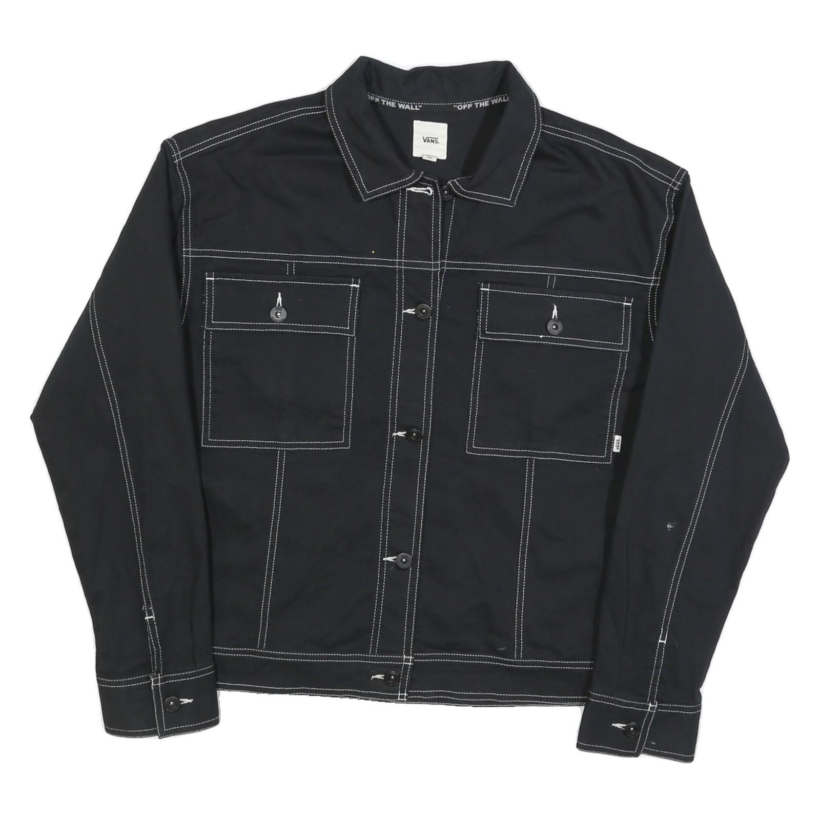 Buy VANS Womens Black Button Cotton Jacket M Contrast Stitching Casual Urban Refurbished - $44.19 VANS Womens Black Button Cotton Jacket M Contrast Stitching Casual Urban Refurbished - N/A refurbished available on Cerqular