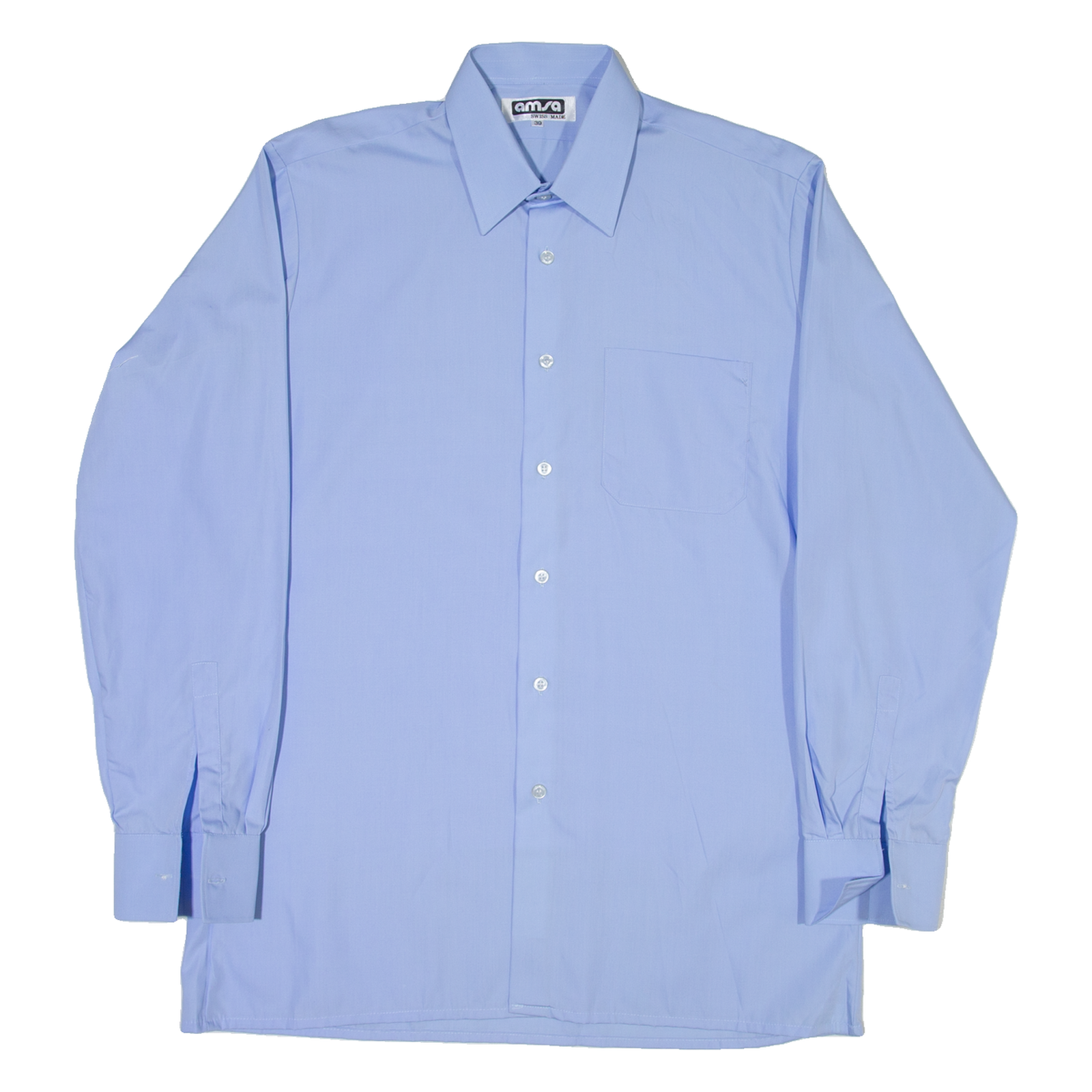 AMSA Mens Plain Shirt Blue Long Sleeve M Refurbished - N/A refurbished available on Cerqular
