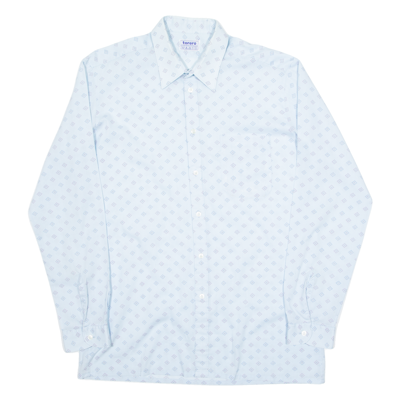TORERO Mens Shirt Blue 90s Spotted Long Sleeve M Refurbished - N/A refurbished available on Cerqular