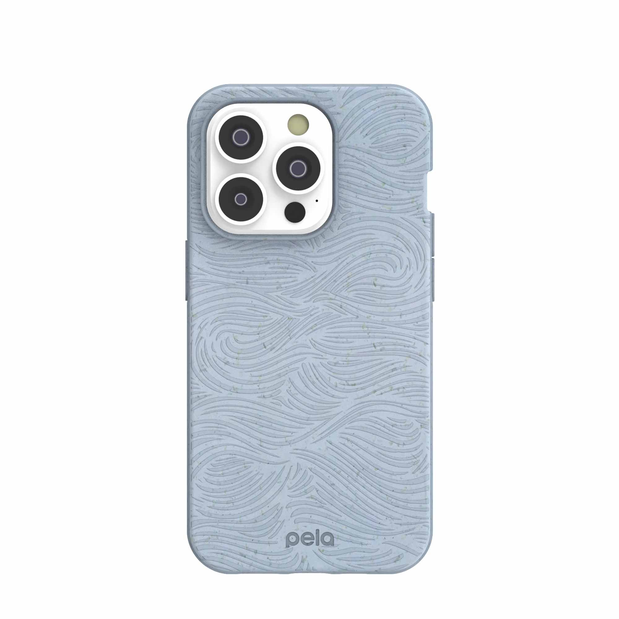 Powder Blue Ebb and Flow iPhone 14 Pro Case Refurbished - Pela Case refurbished available on Cerqular