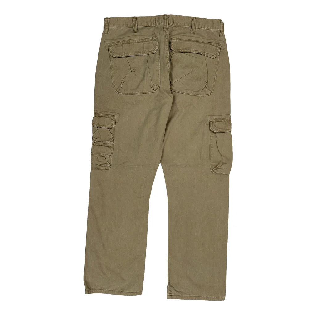 Wrangler Cargo Cargo Trousers - 34W 32L Khaki Cotton Refurbished - Thrifted (note: this is a term often used to describe second- refurbished available on Cerqular