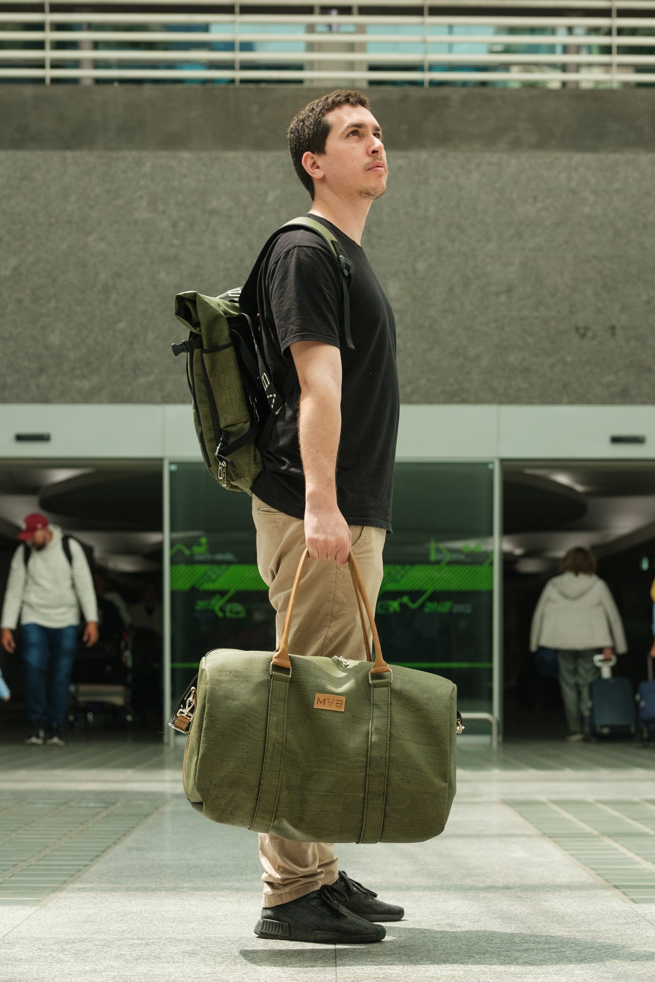 Xcape Vegan Leather Duffle Bag green Refurbished - My Vegan Bags refurbished available on Cerqular