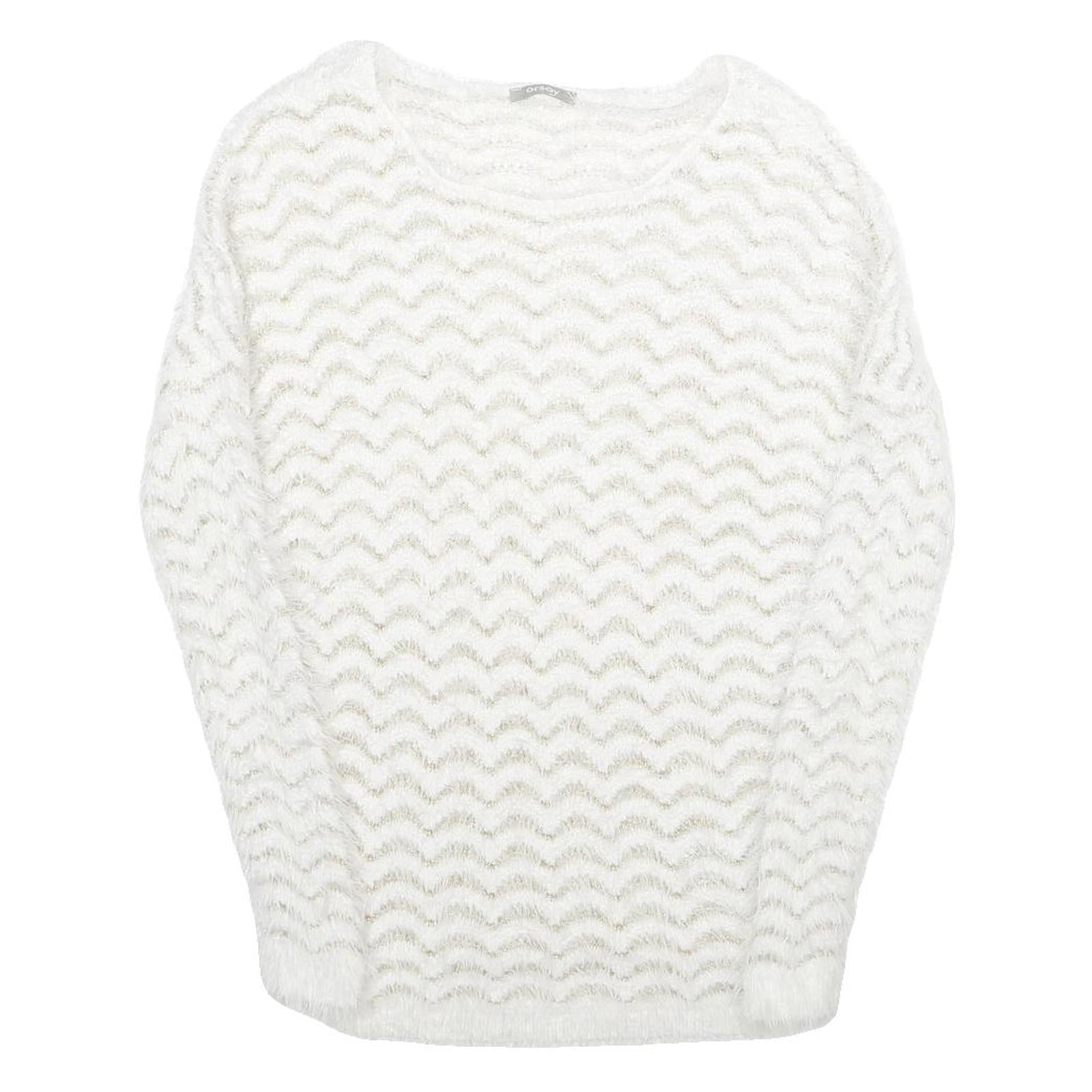 ORSAY Womens White Plain Jumper Crew Neck Basic Knit S Soft Fit Lightweight Refurbished - N/A refurbished available on Cerqular