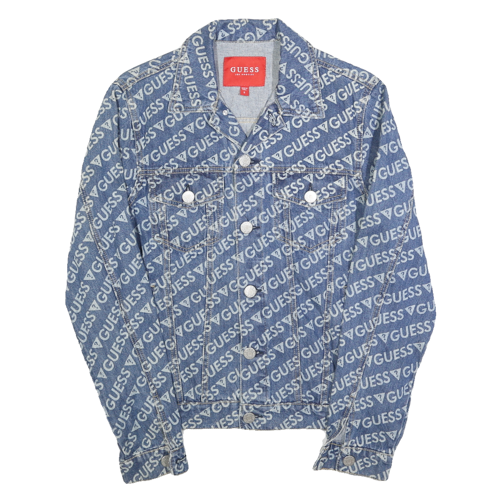 Buy GUESS Mens Blue Denim Button Jacket S Cotton Printed Logo Patterned Refurbished - $70.19 GUESS Mens Blue Denim Button Jacket S Cotton Printed Logo Patterned Refurbished - N/A refurbished available on Cerqular