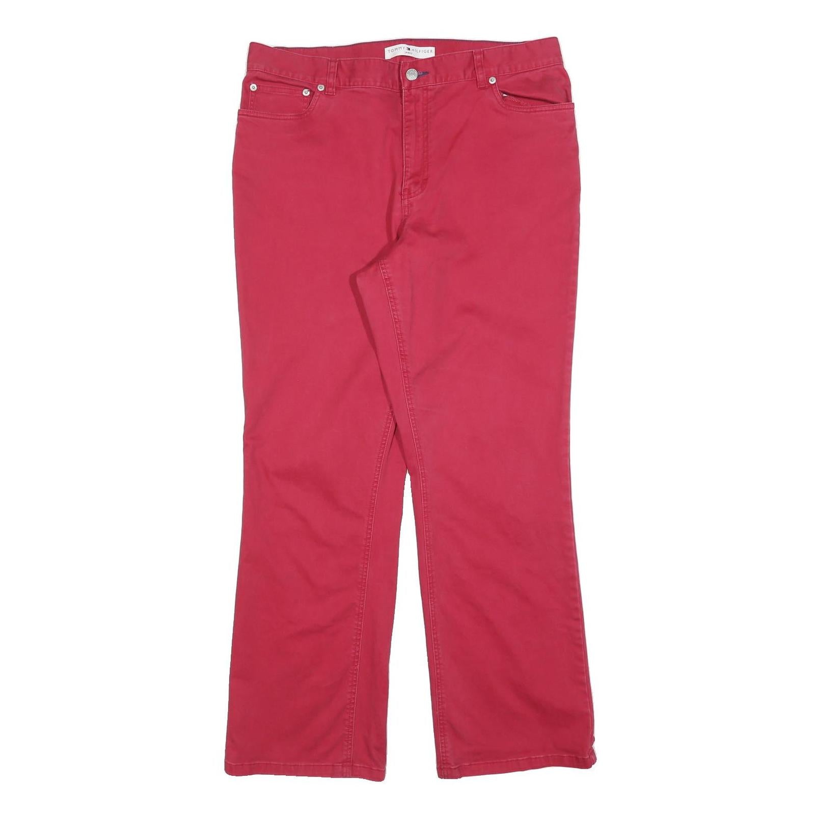 TOMMY HILFIGER Womens Cotton Blend Red Regular Fit Straight Leg Trousers W34 L31 Refurbished - N/A refurbished available on Cerqular