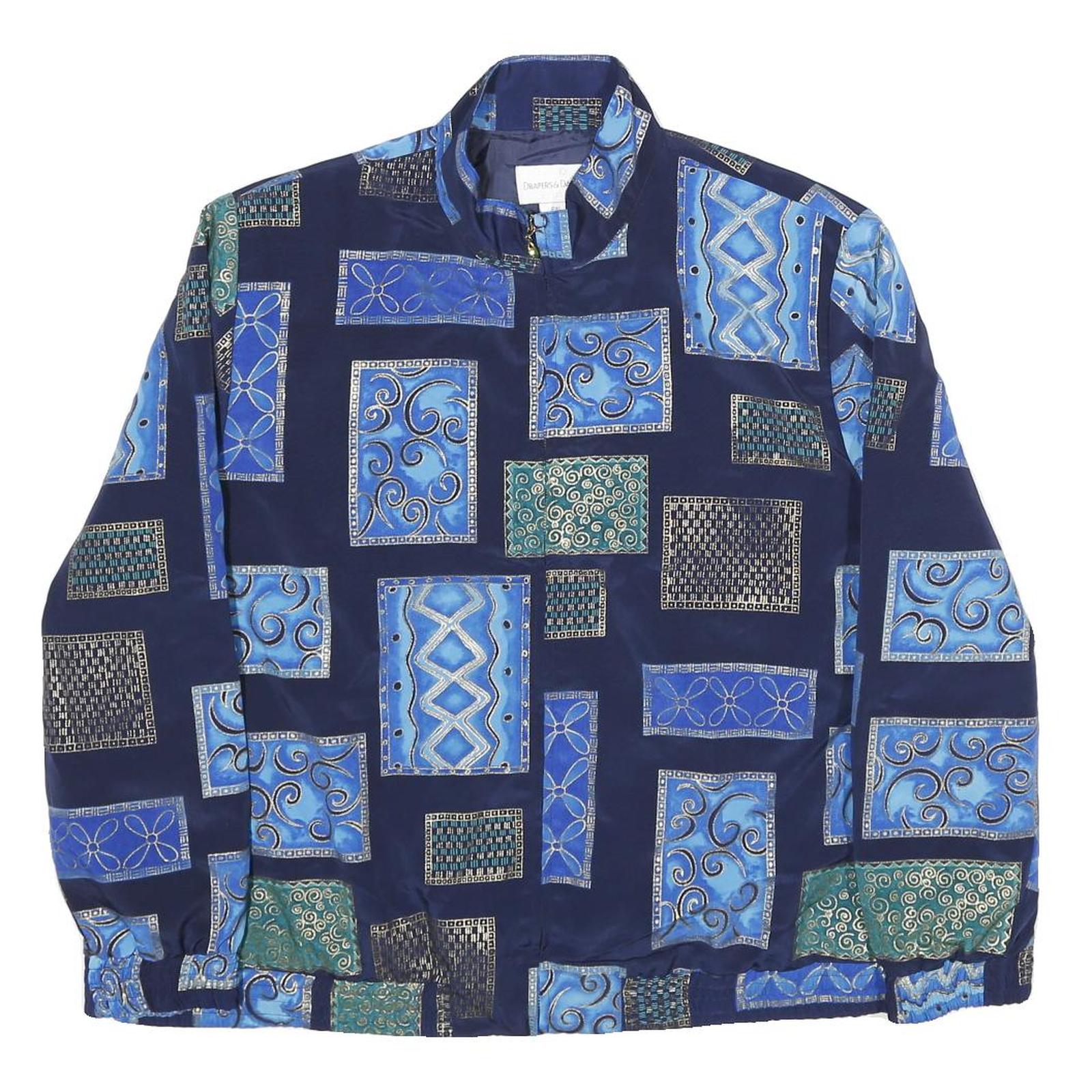 DRAPER'S & DAMON'S Womens Blue Patchwork Printed Polyester Jacket XL Zip Refurbished - N/A refurbished available on Cerqular