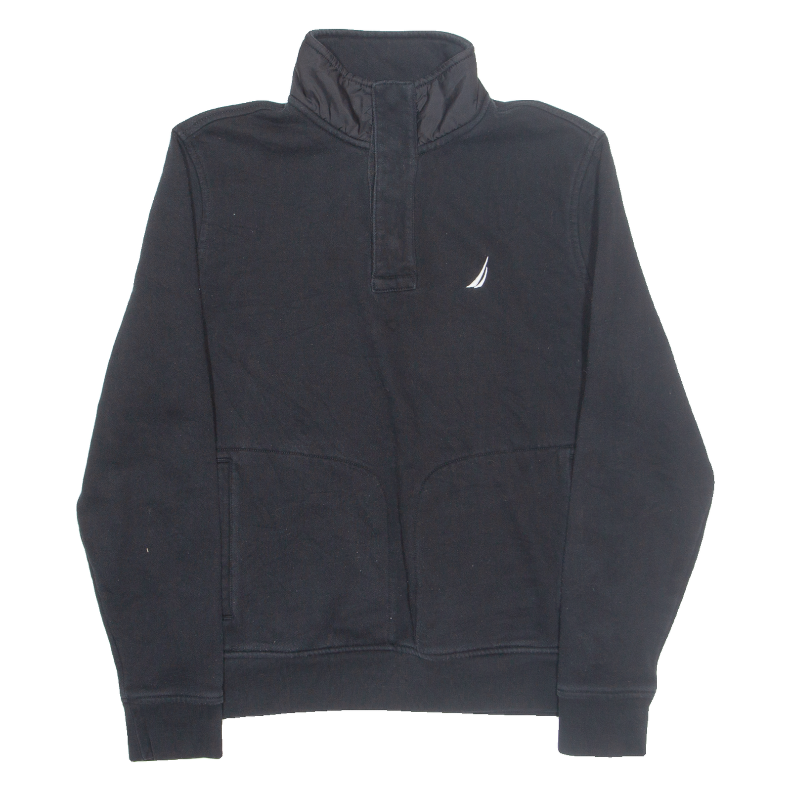NAUTICA Mens Sweatshirt Black Button Neck S Refurbished - N/A refurbished available on Cerqular