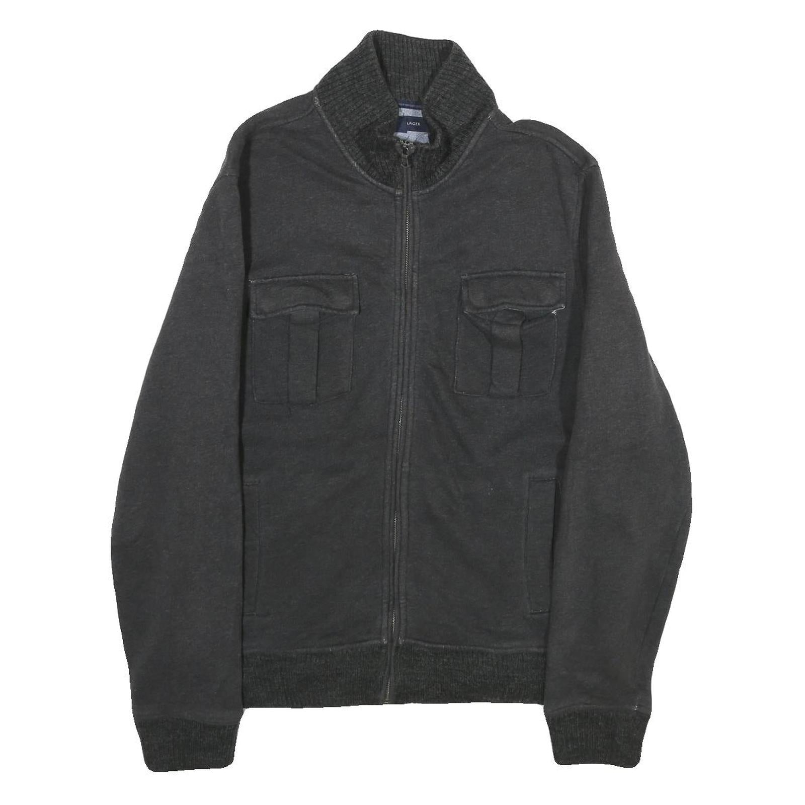 TOMMY HILFIGER Mens Black Cotton Zip Jacket S Ribbed Collar Casual Outerwear Refurbished - N/A refurbished available on Cerqular