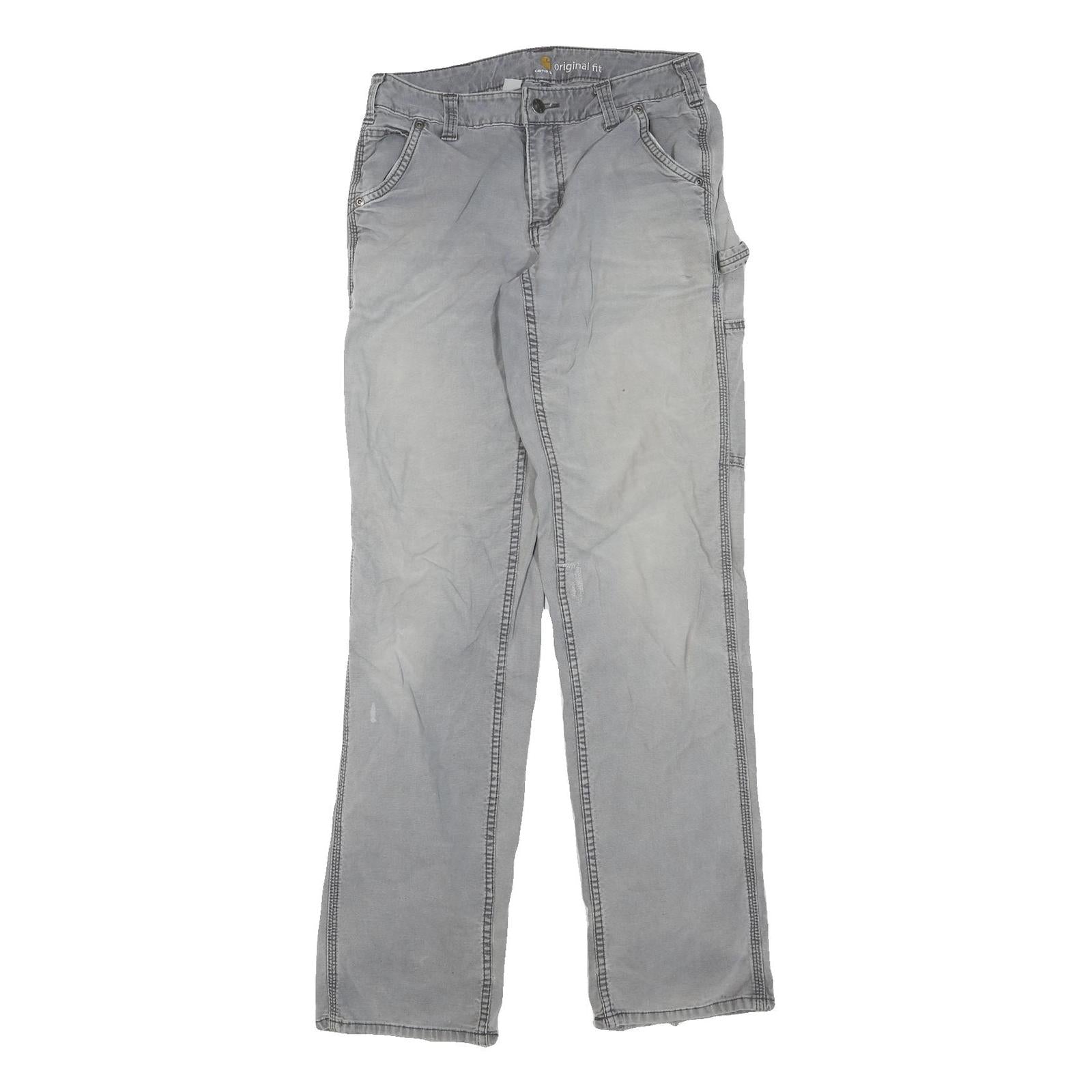 CARHARTT Womens Cotton Blend Grey Regular Straight Trousers W28 L33 Workwear Refurbished - N/A refurbished available on Cerqular