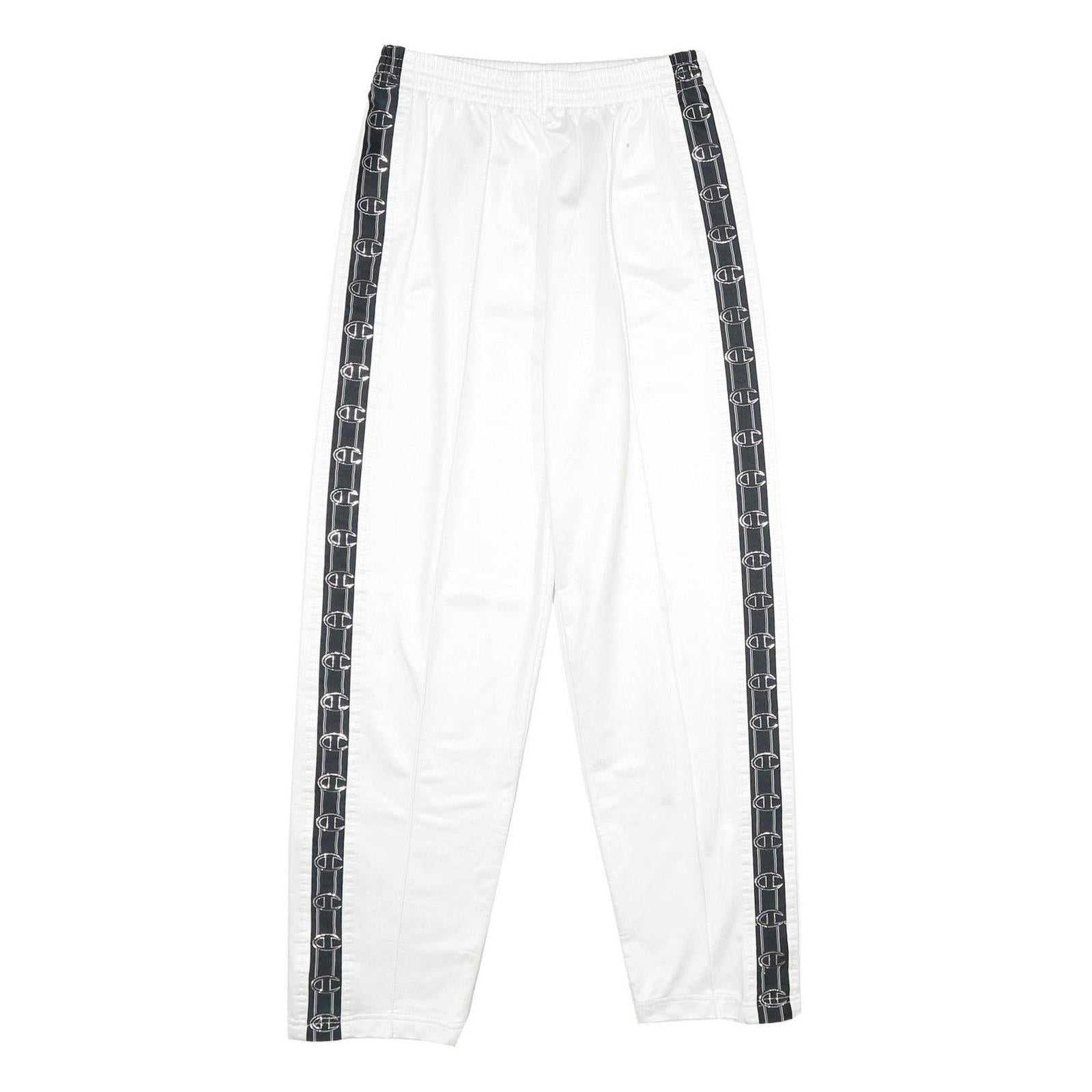 CHAMPION Mens Joggers White & Black S W24 L28 Logo Tape Casual Bottoms Refurbished - N/A refurbished available on Cerqular