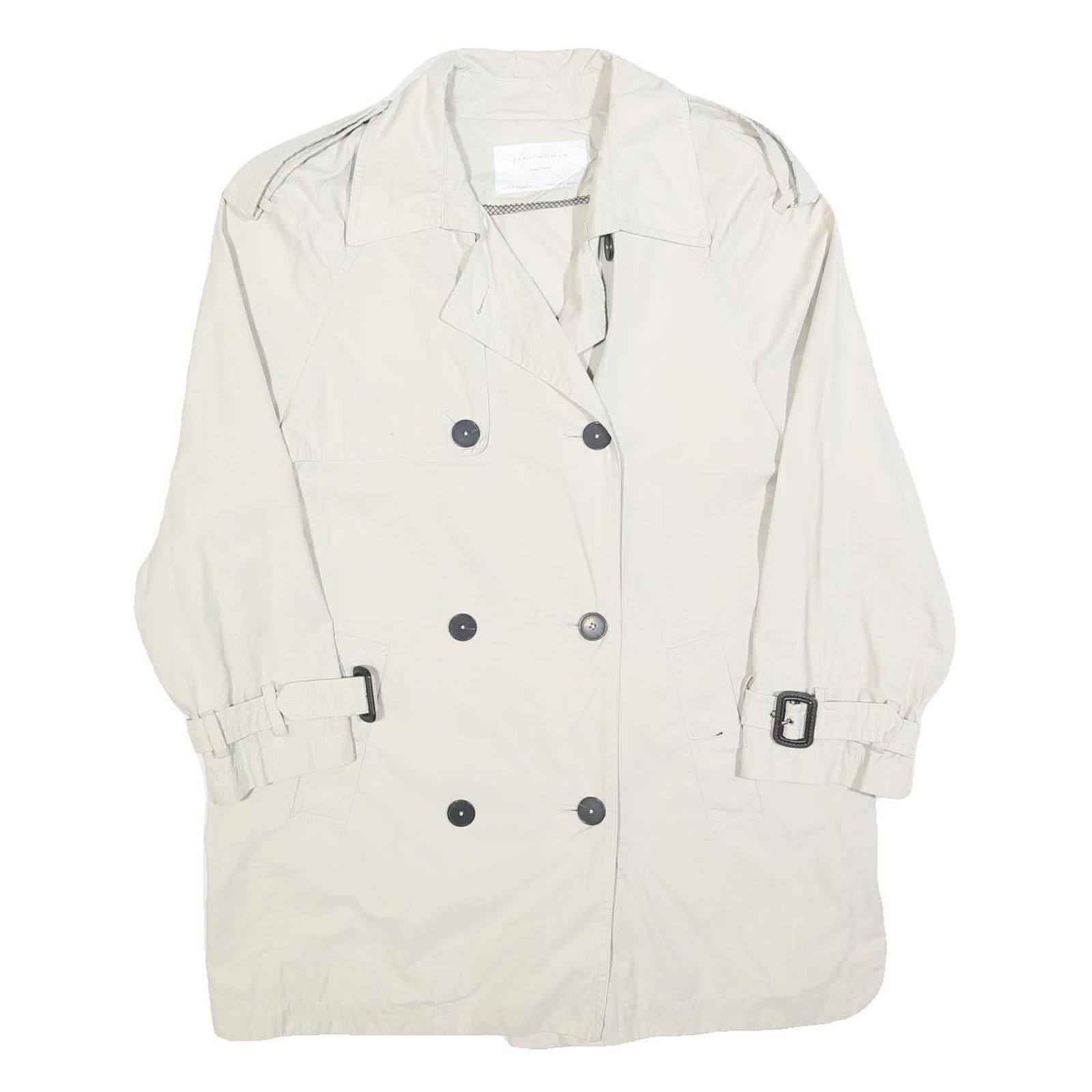 ZARA WOMAN Womens Beige Button Jacket S Polyester Blend Classic Outerwear Refurbished - N/A refurbished available on Cerqular