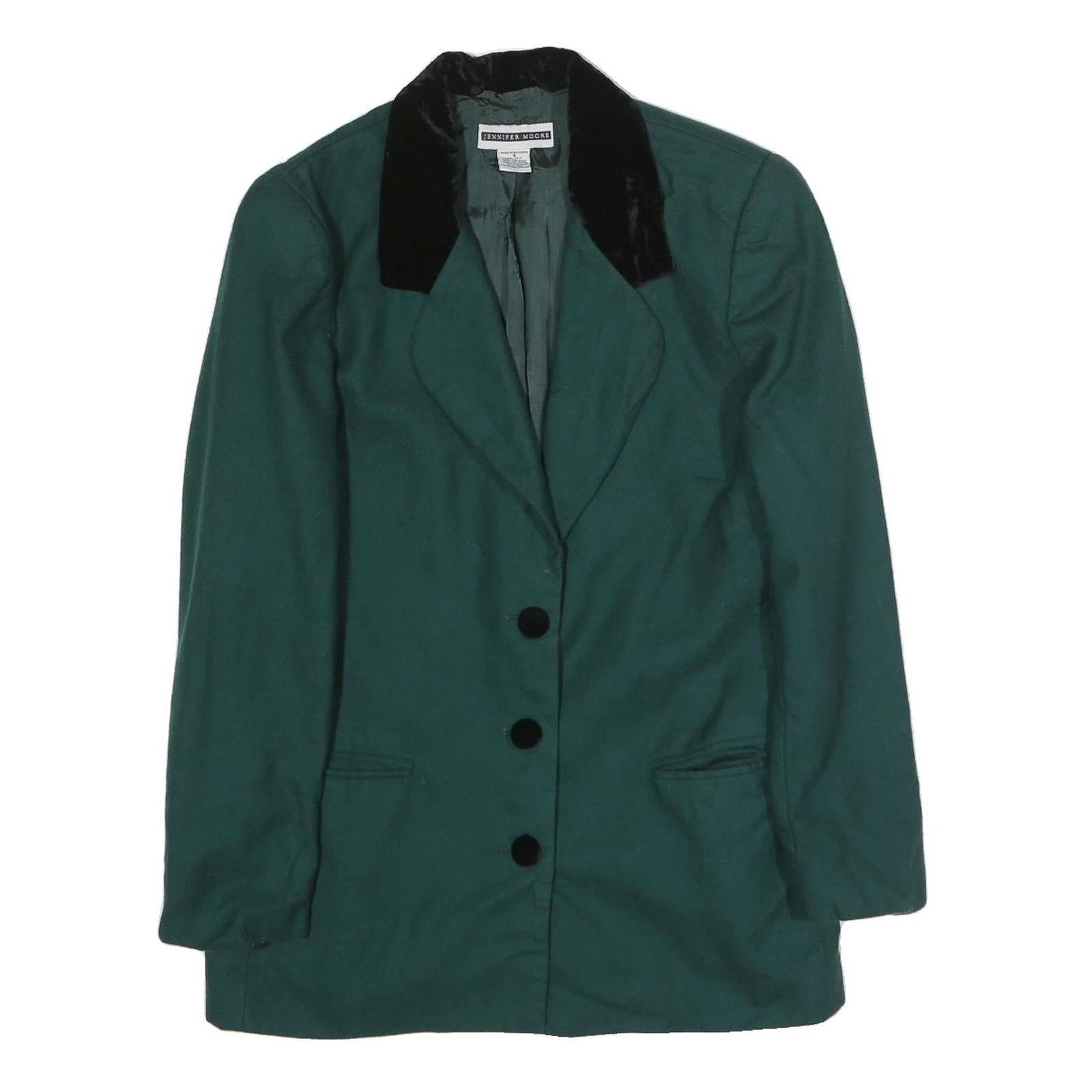 JENNIFER MOORE Womens Green Wool Classic Jacket UK 12 Buttoned Plain Stylish Refurbished - N/A refurbished available on Cerqular