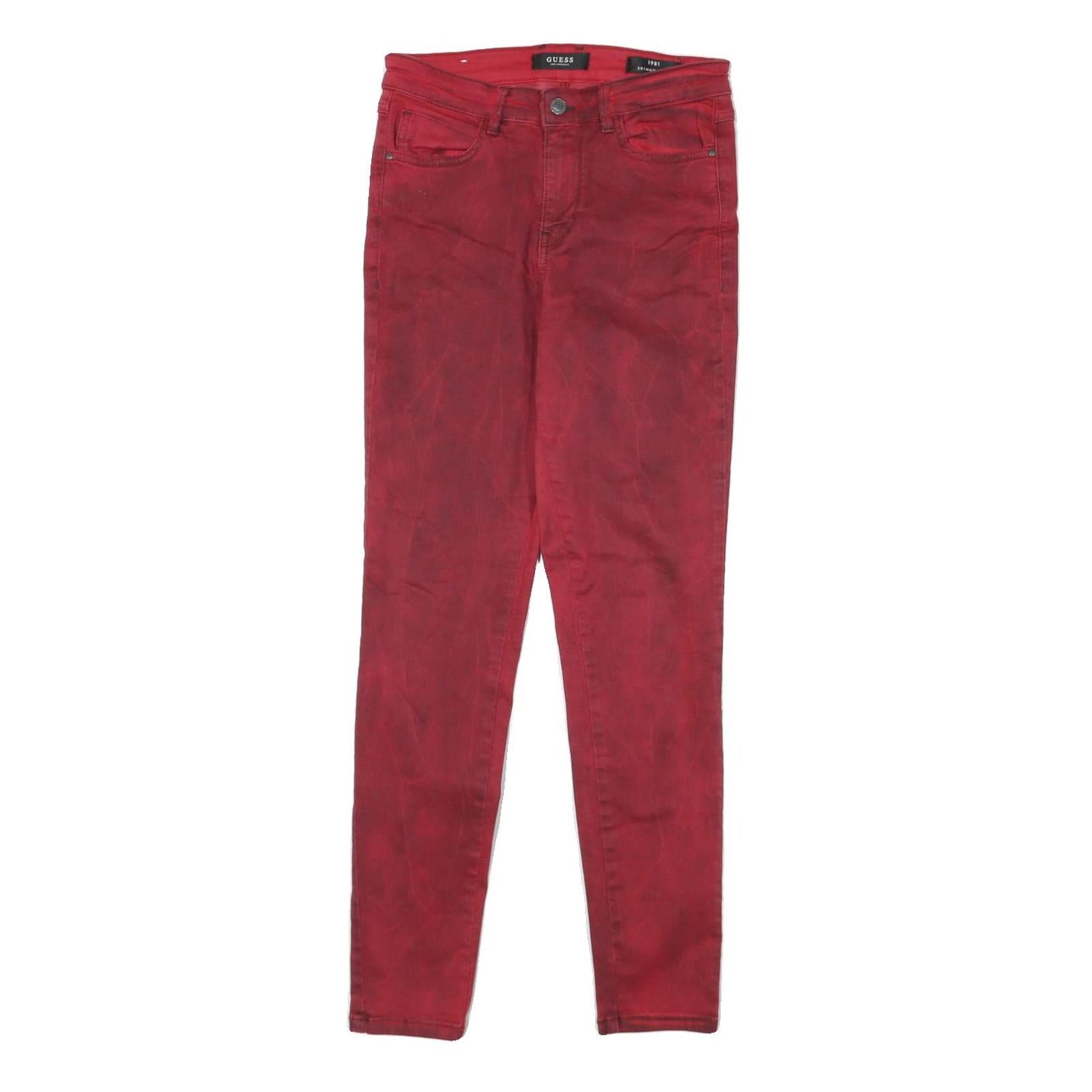 GUESS Womens Jeans Red Slim Skinny Denim W26 L29 Zip Cotton Blend Stylish Refurbished - N/A refurbished available on Cerqular