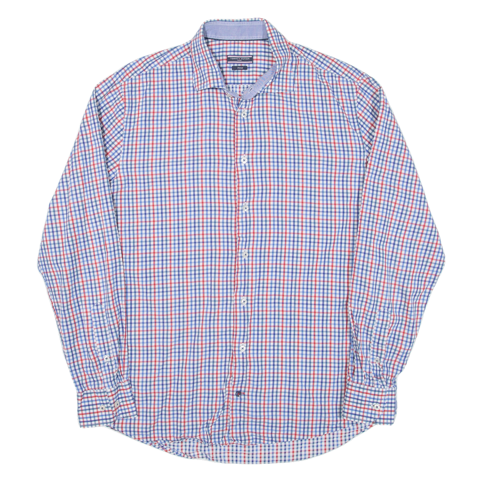 TOMMY HILFIGER Fitted Mens Shirt Blue Check Long Sleeve L Refurbished - N/A refurbished available on Cerqular