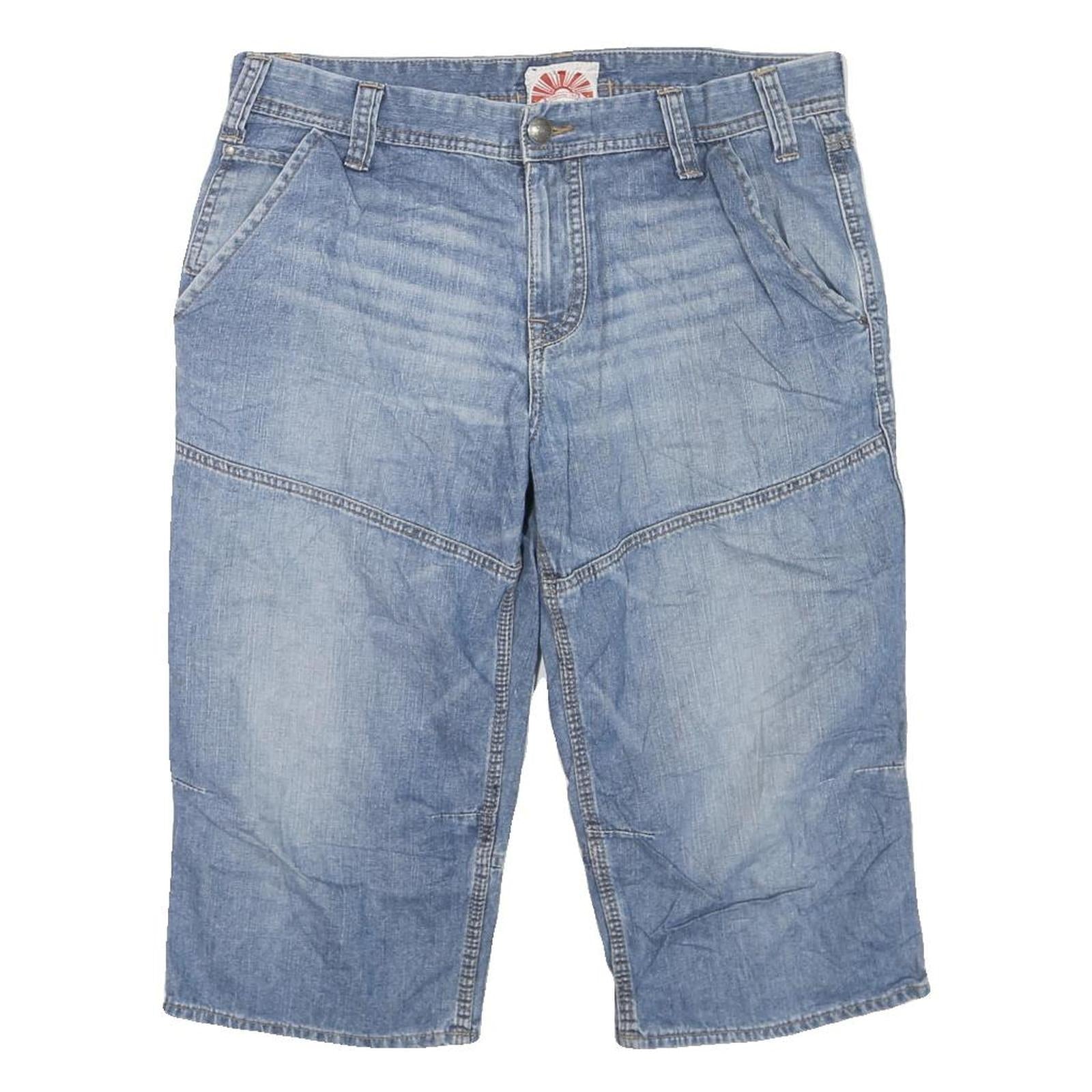 Mens Blue Denim Casual Shorts L W36 Cotton Blend Classic Fit Comfortable Refurbished - N/A refurbished available on Cerqular