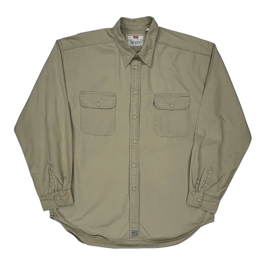 Levis Shirt - XL Beige Cotton Refurbished - Thrifted (note: this is a term often used to describe second- refurbished available on Cerqular