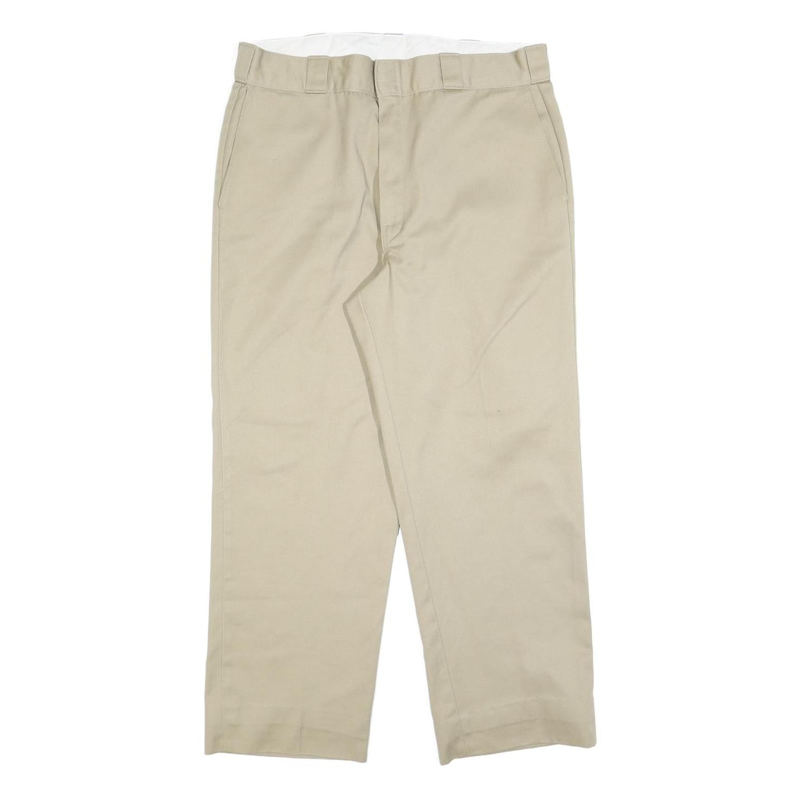 DICKIES Mens Relaxed Beige Cotton Blend Twill Trousers W36 L27 Workwear Zip Refurbished - N/A refurbished available on Cerqular