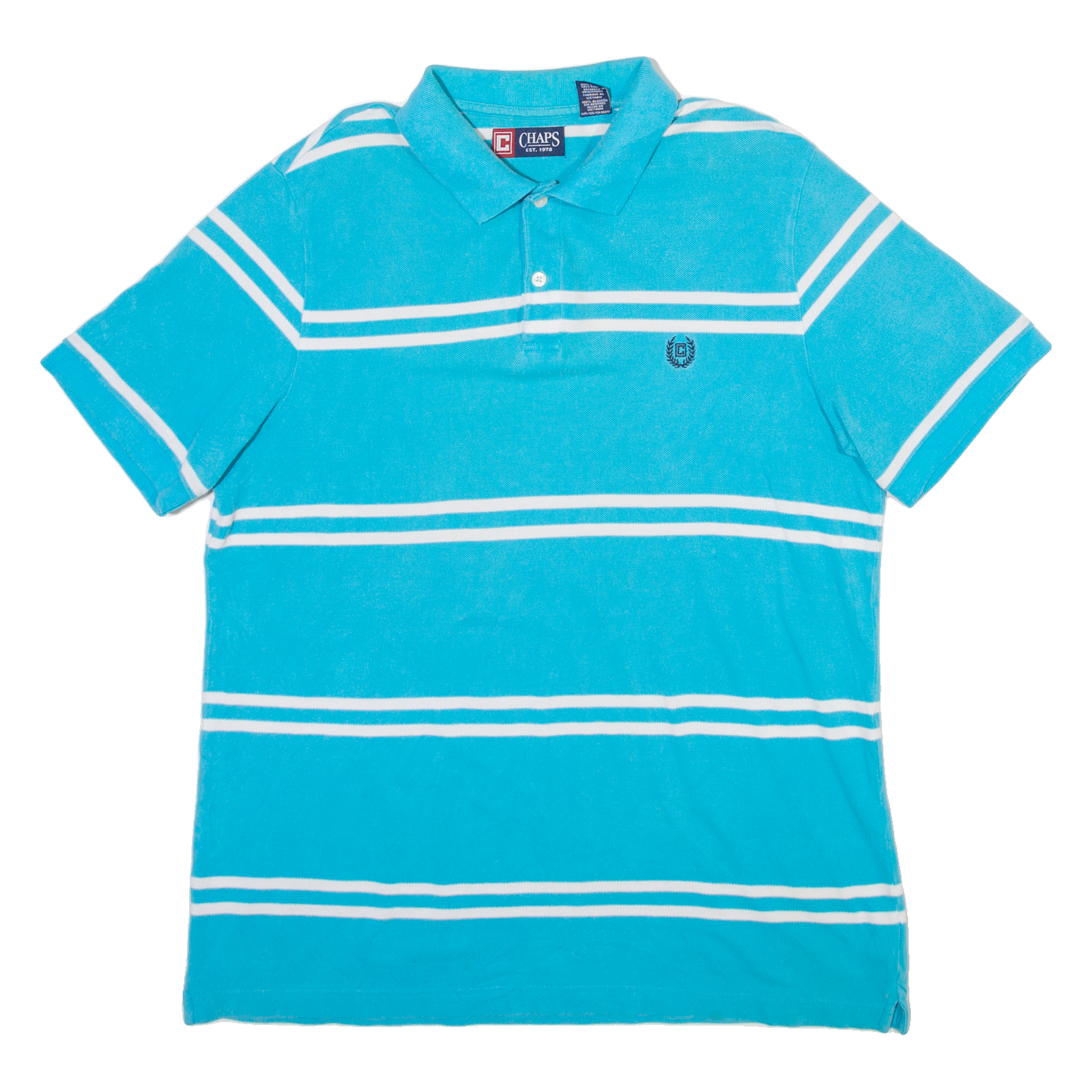 CHAPS Mens Polo Shirt Blue Striped L Refurbished - N/A refurbished available on Cerqular