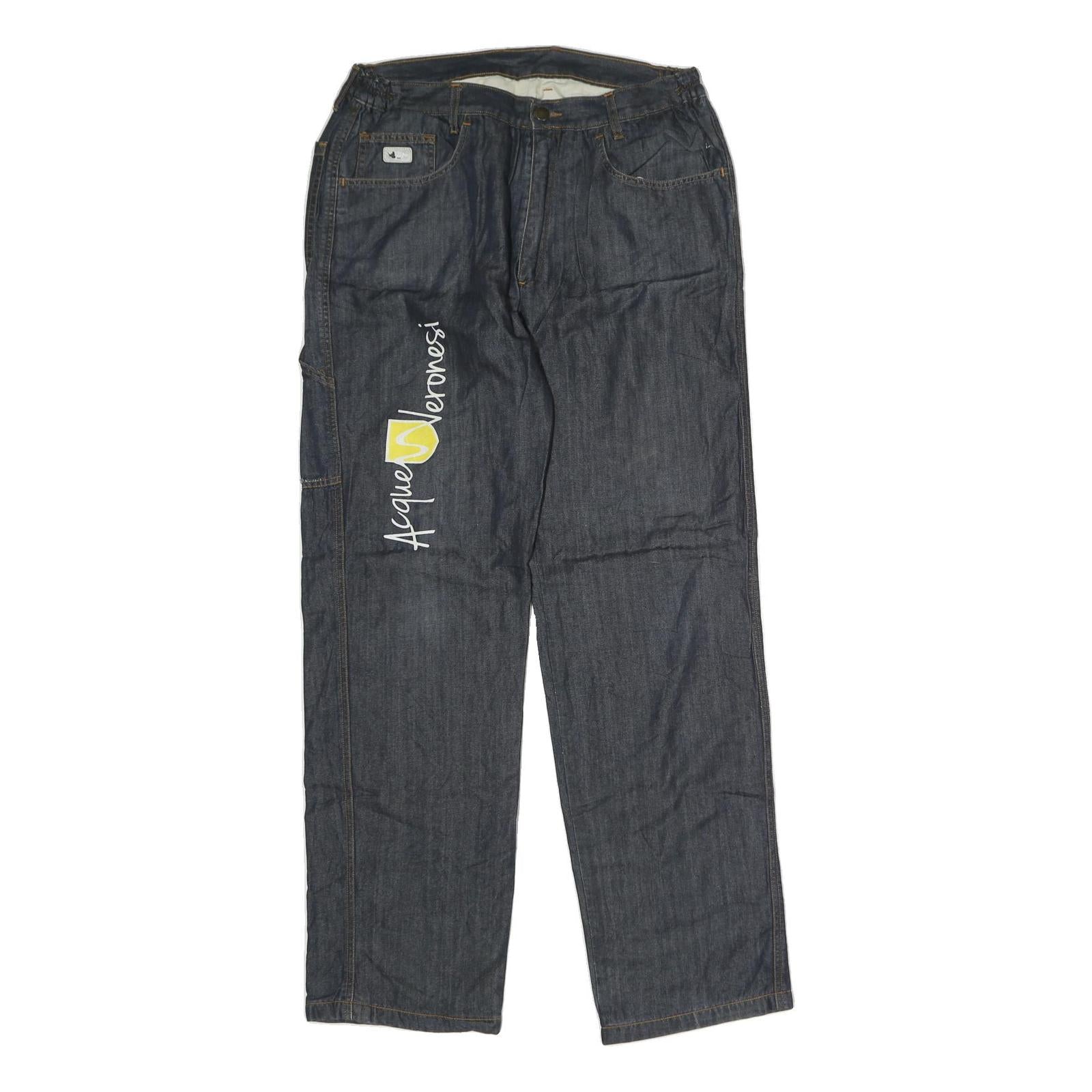 Womens Cotton Blend Blue Regular Straight Trousers W32 L32 Comfort Workwear Refurbished - N/A refurbished available on Cerqular