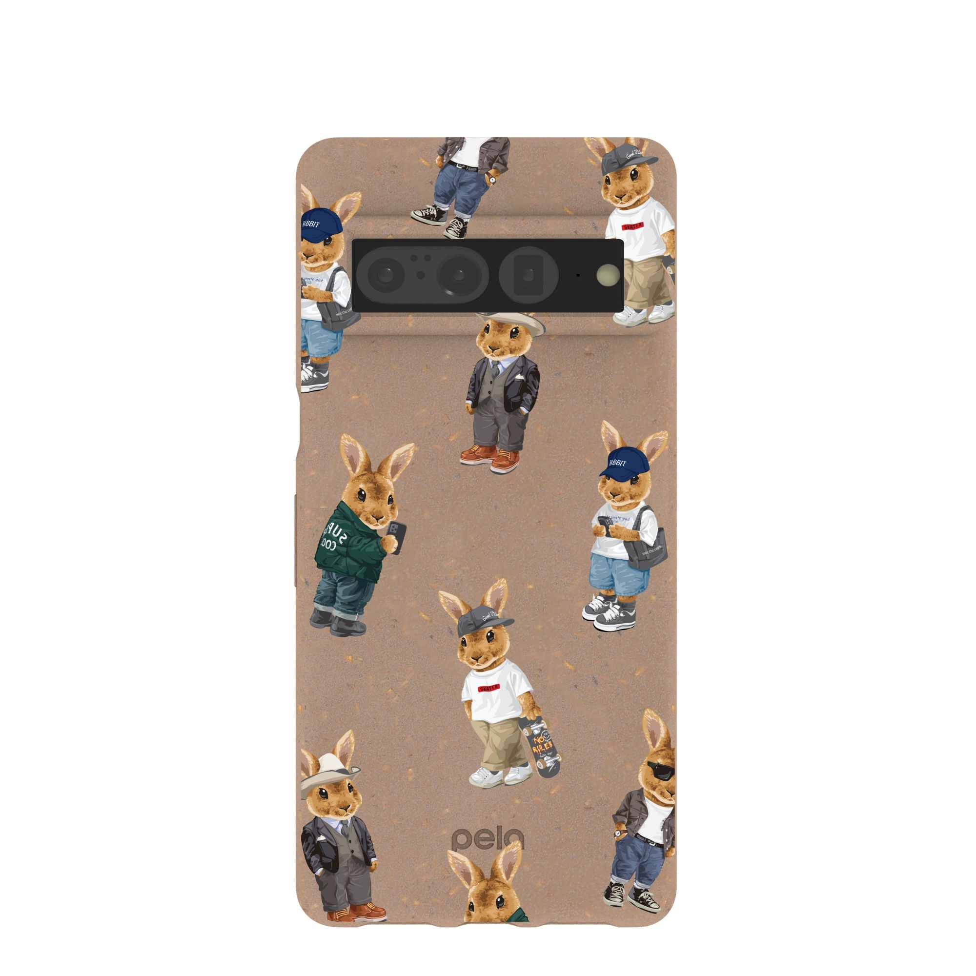 Chocolate Brown Rabbit Friends Google Pixel 7 Pro Case Refurbished - Pela Case refurbished available on Cerqular