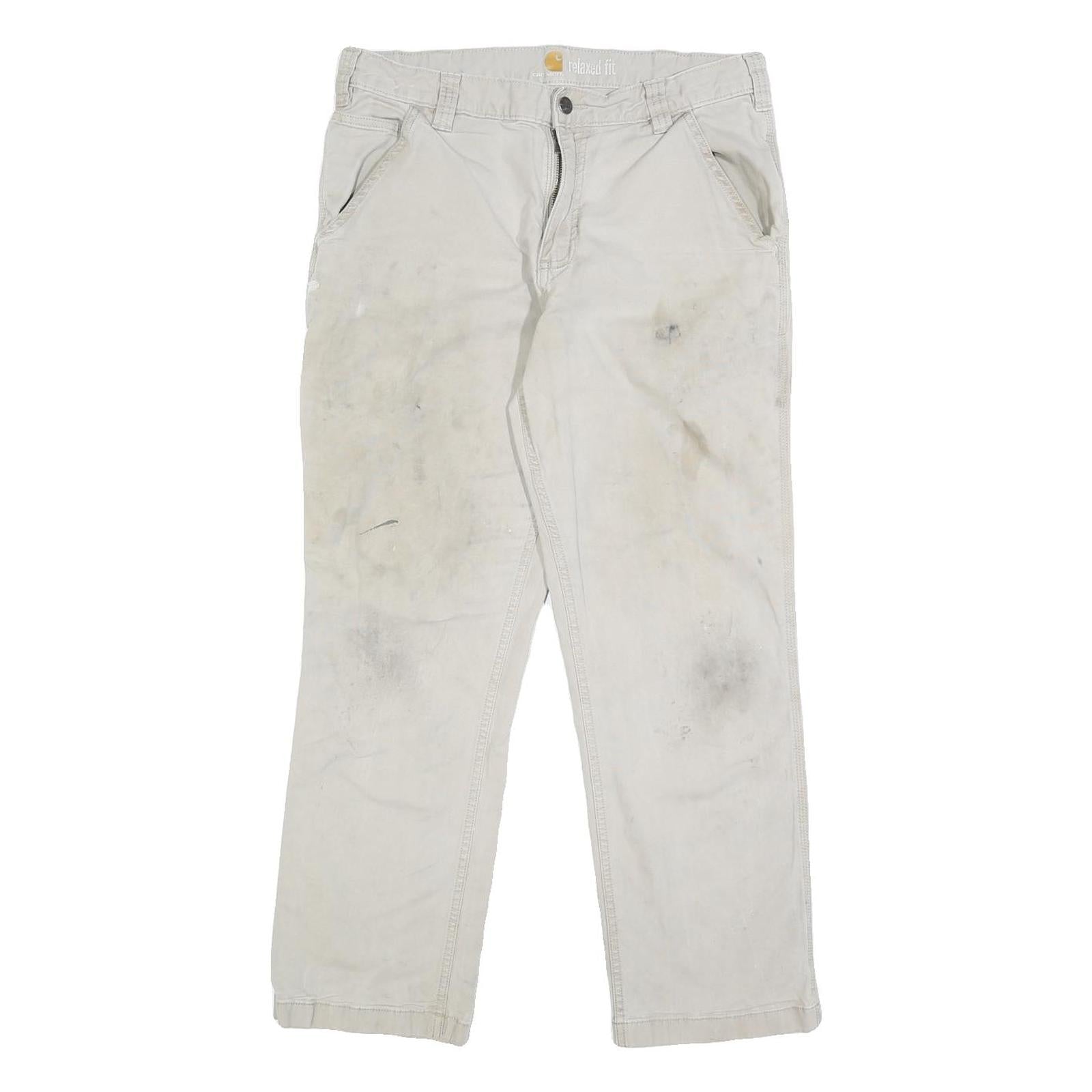 CARHARTT Mens Cotton Blend Beige Relaxed W30 L27 Workwear Trousers Zip Closure Refurbished - N/A refurbished available on Cerqular