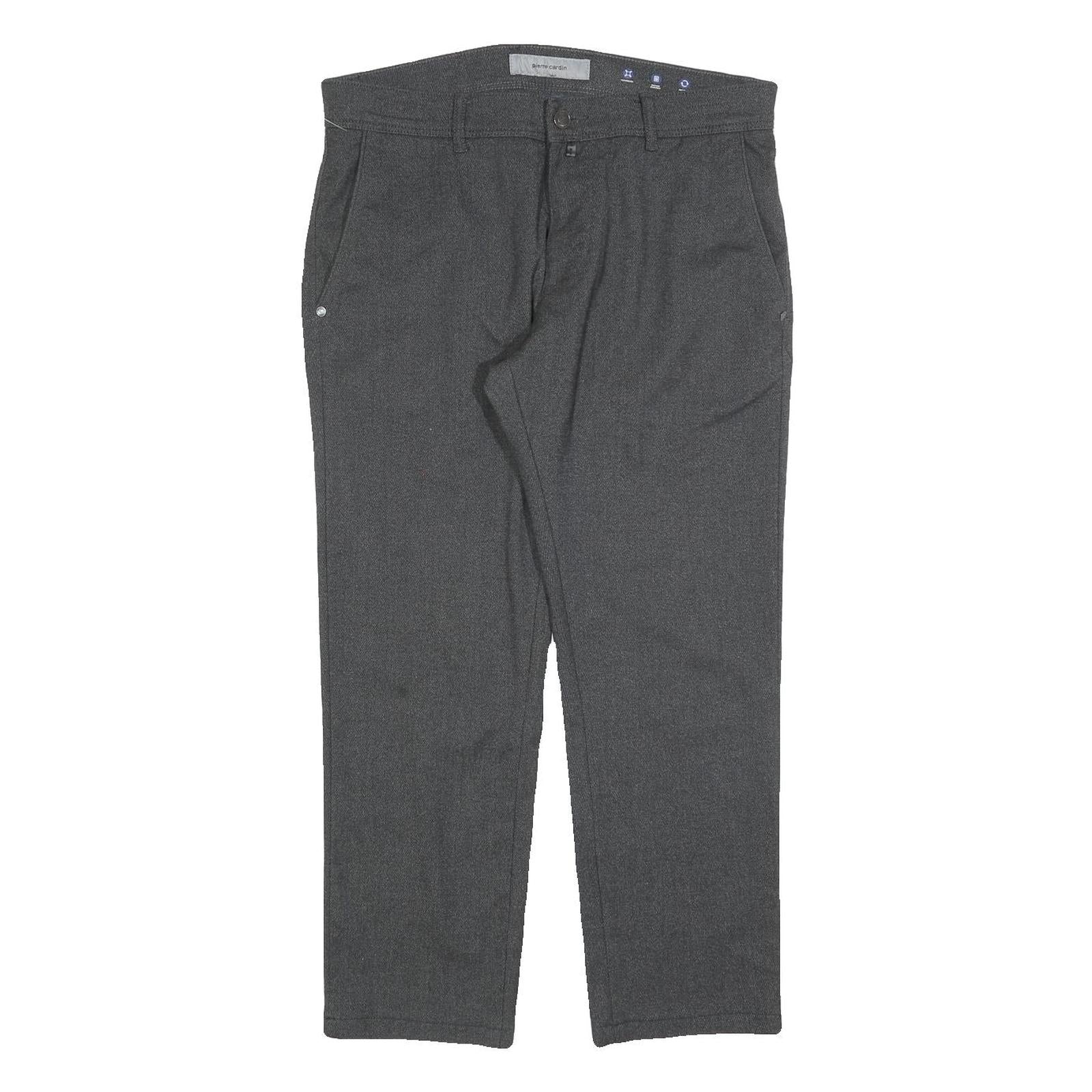 PIERRE CARDIN Mens Cotton Blend Grey Regular Fit Straight Trousers W34 L27 Smart Refurbished - N/A refurbished available on Cerqular