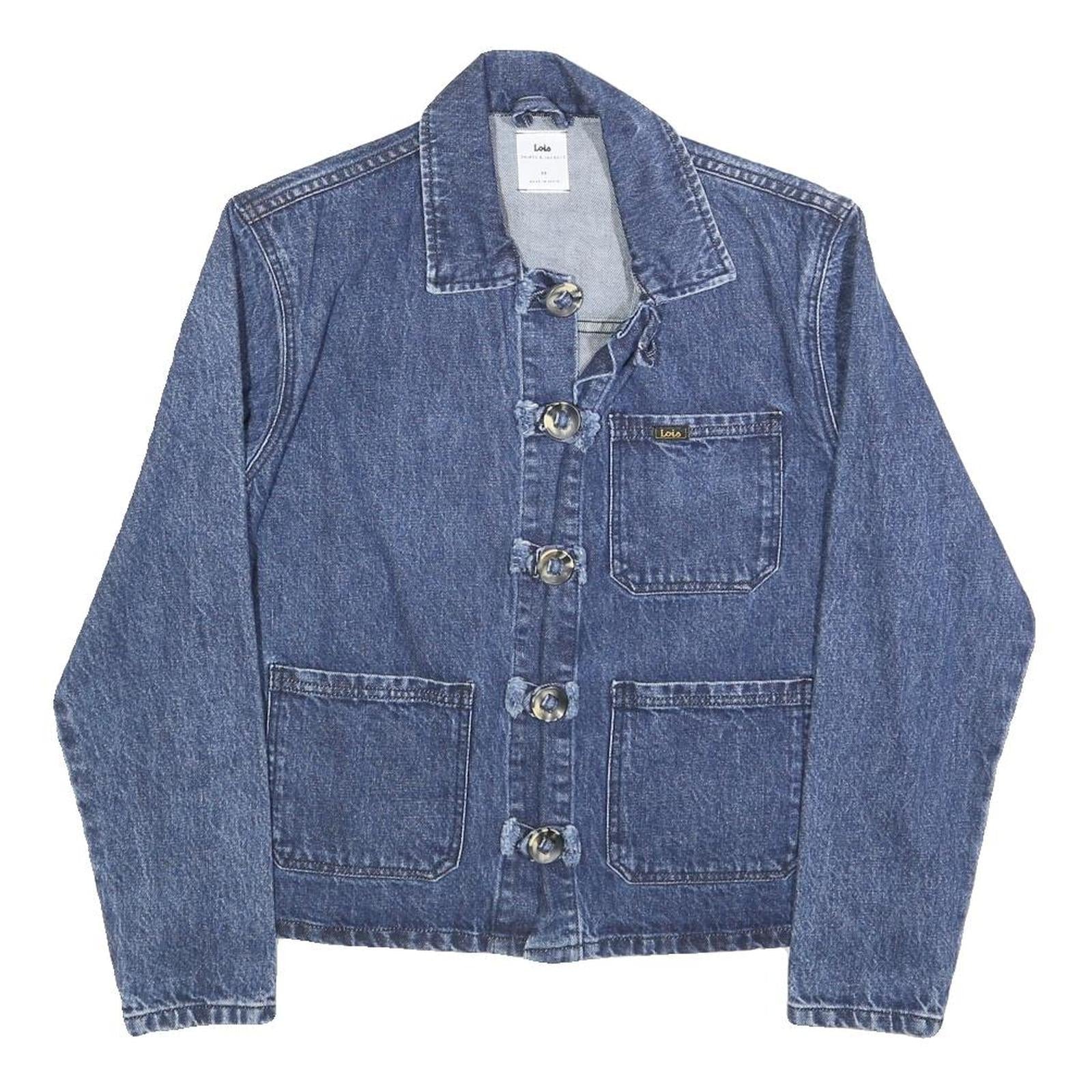LOIS Womens Blue Denim Jacket XS Cotton Button Plain Casual Classic Fit Refurbished - N/A refurbished available on Cerqular