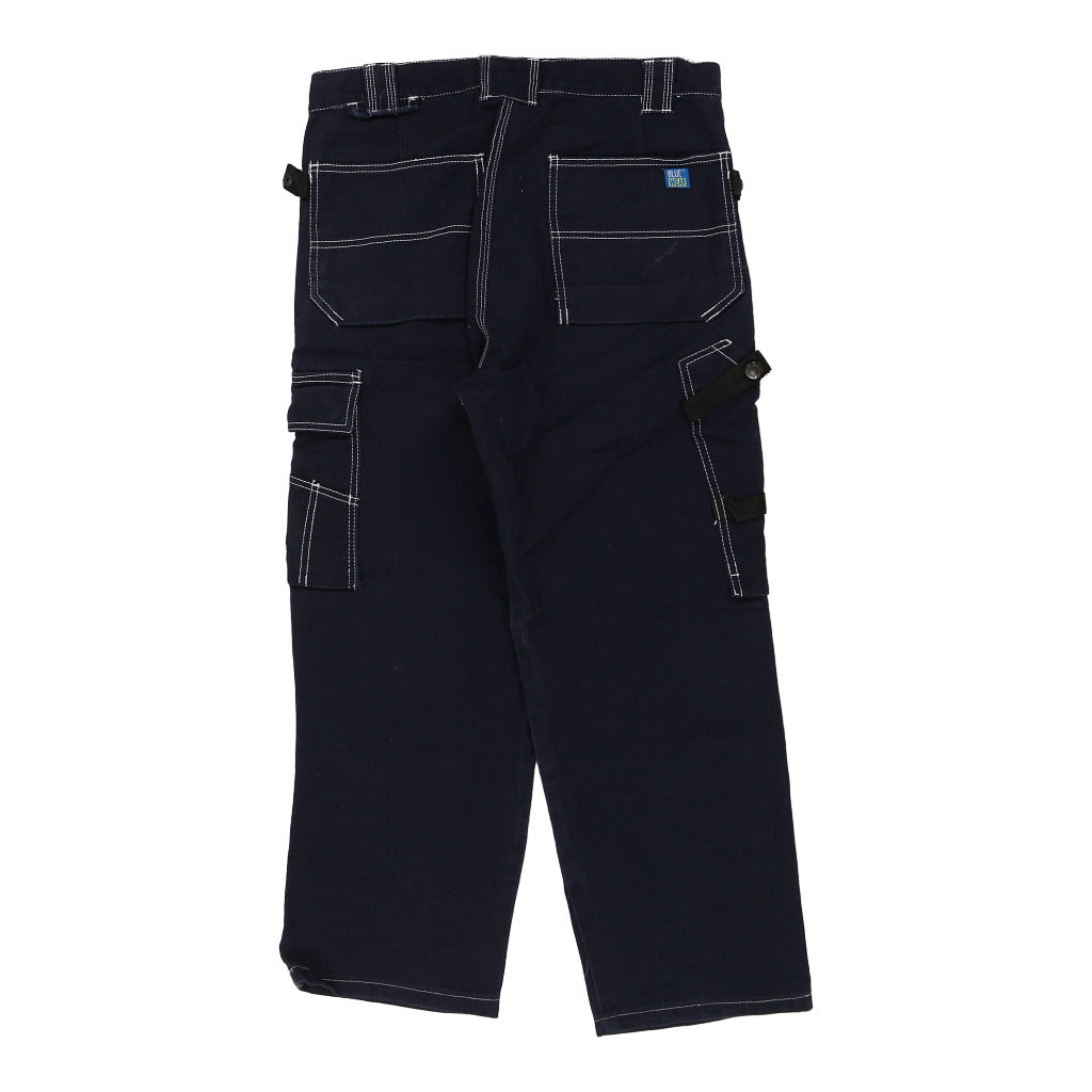 Blue Wear Contrast Stitch Cargo Trousers - 34W 26L Navy Cotton Blend Refurbished - Thrifted (note: this is a term often used to describe second- refurbished available on Cerqular