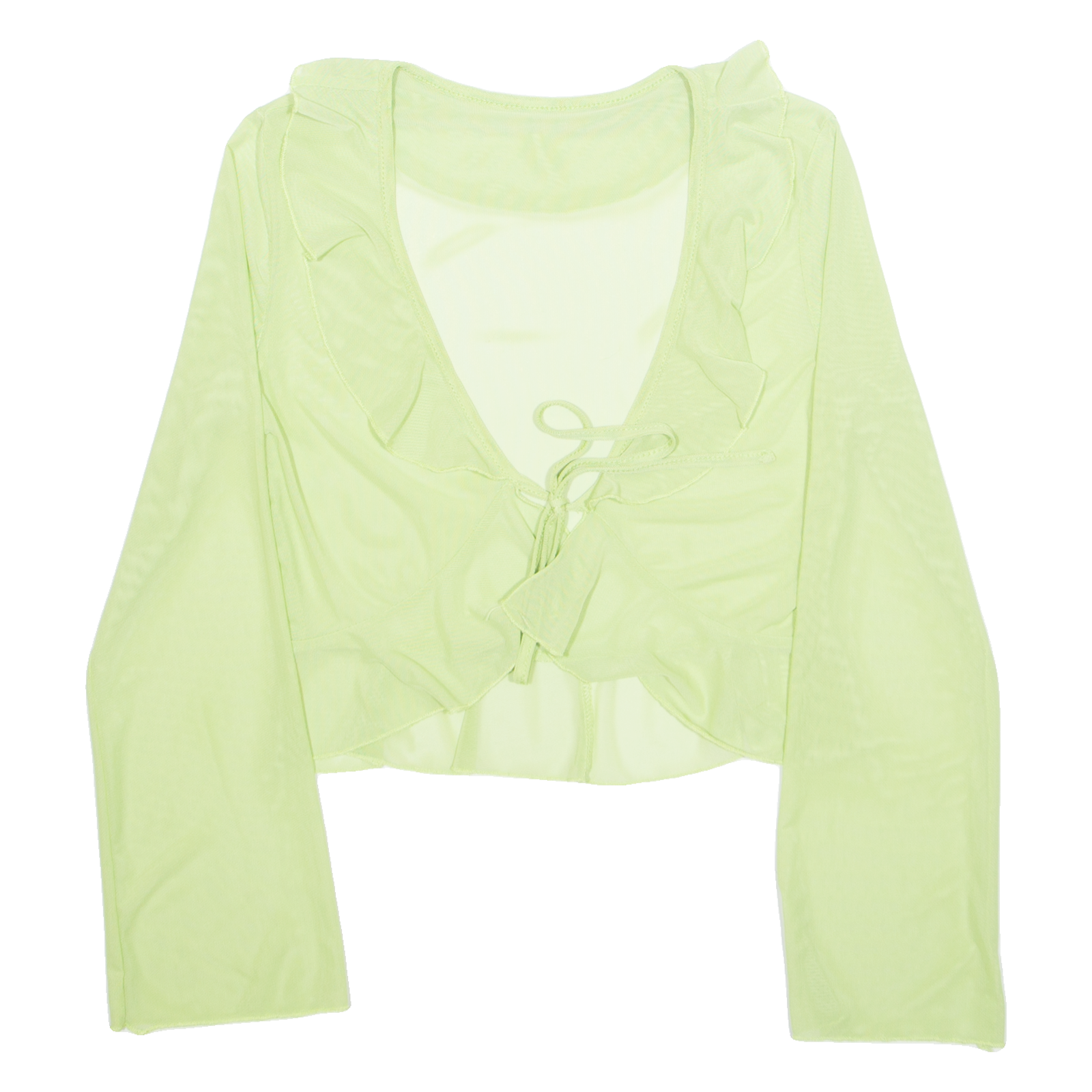 Sheer Womens Top Green V-Neck Long Sleeve M Refurbished - N/A refurbished available on Cerqular