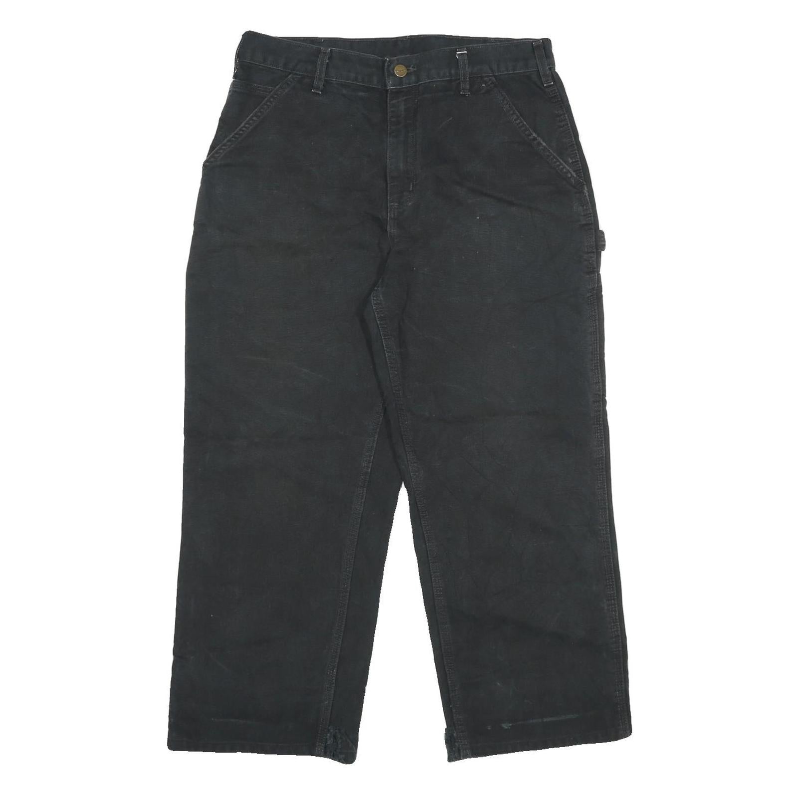 CARHARTT Mens Black Loose Cotton Jeans W33 L27 Workwear Durable Zip Closure Refurbished - N/A refurbished available on Cerqular