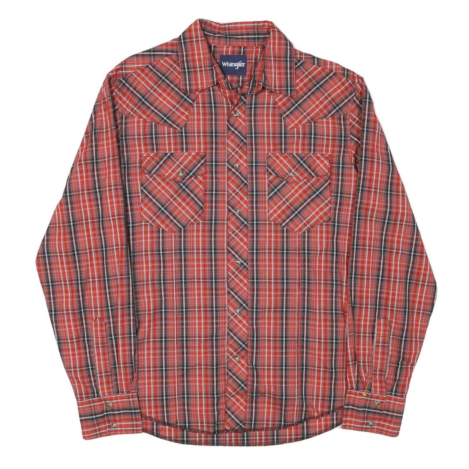 WRANGLER Mens Red & Black Cotton Blend Plaid Shirt M Western Style Casual Refurbished - N/A refurbished available on Cerqular