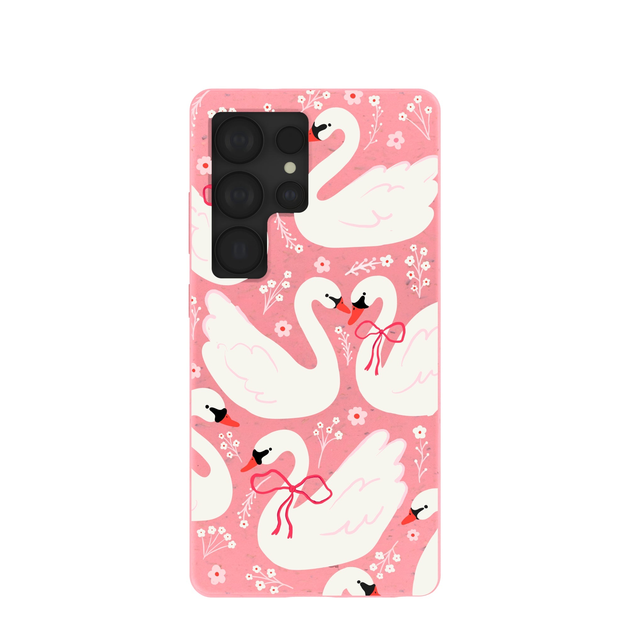 Bubblegum Pink Swan Garden Samsung Galaxy S25 Ultra Case Refurbished - Pela Case refurbished available on Cerqular
