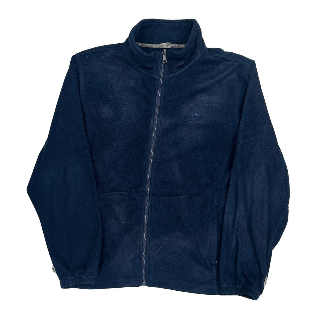 Camel Fleece Jacket - XL Navy Polyester Refurbished - Thrifted (note: this is a term often used to describe second- refurbished available on Cerqular