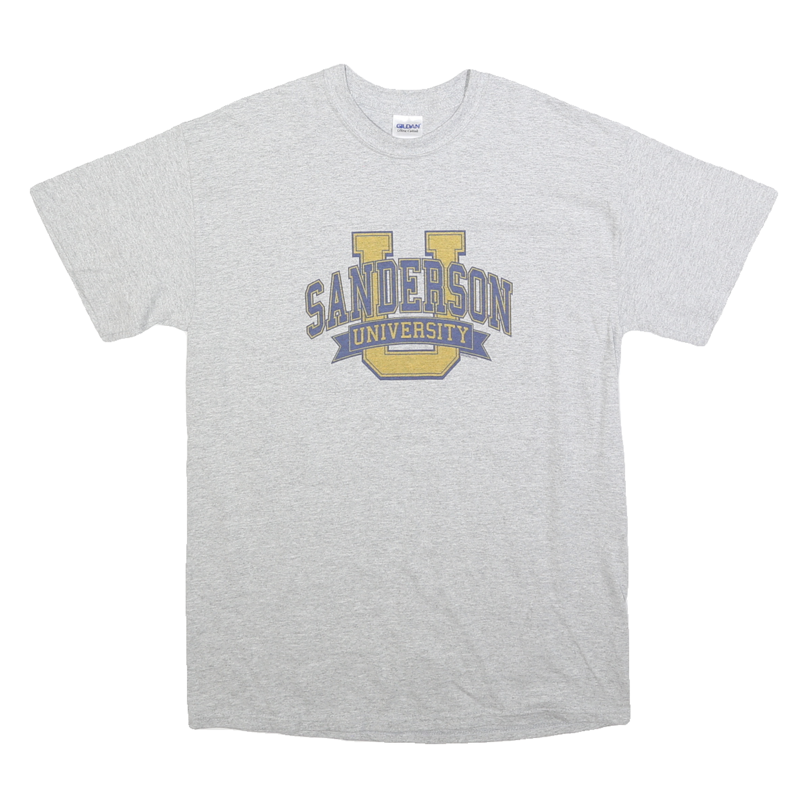 GILDAN Mens Grey Sanderson University Graphic T-Shirt M Short Sleeve Crew Neck Refurbished - N/A refurbished available on Cerqular