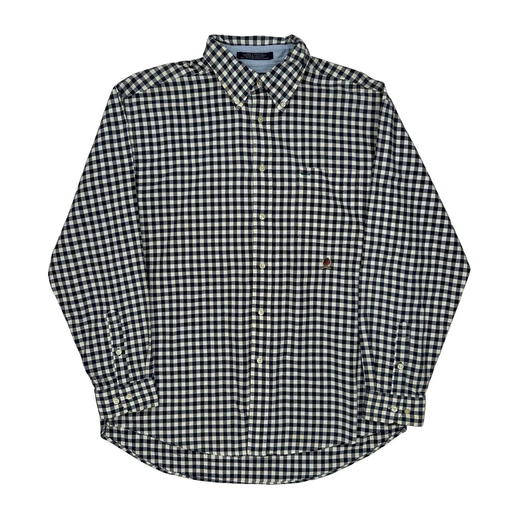 Tommy Hilfiger Checked Shirt - Large Black & White Cotton Refurbished - Thrifted (note: this is a term often used to describe second- refurbished available on Cerqular