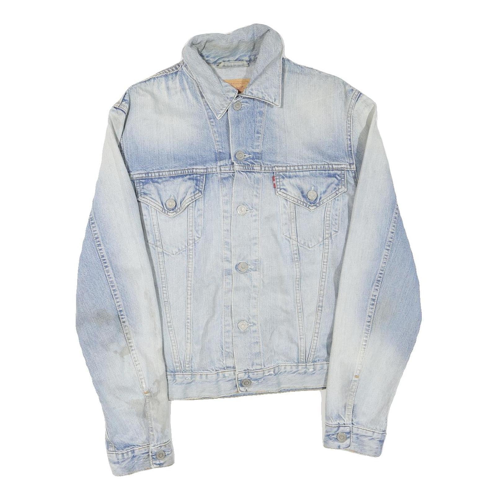 LEVI'S Mens Blue Denim Jacket L Cotton Blend Plain Button Closure Retro Style Refurbished - N/A refurbished available on Cerqular