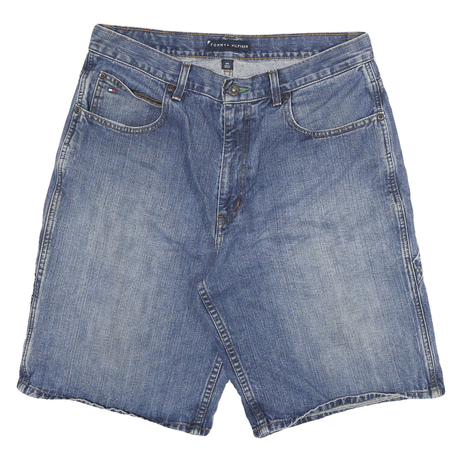 TOMMY HILFIGER Mens Denim Blue Cotton Shorts XL W34 Casual Pocketed Refurbished - N/A refurbished available on Cerqular