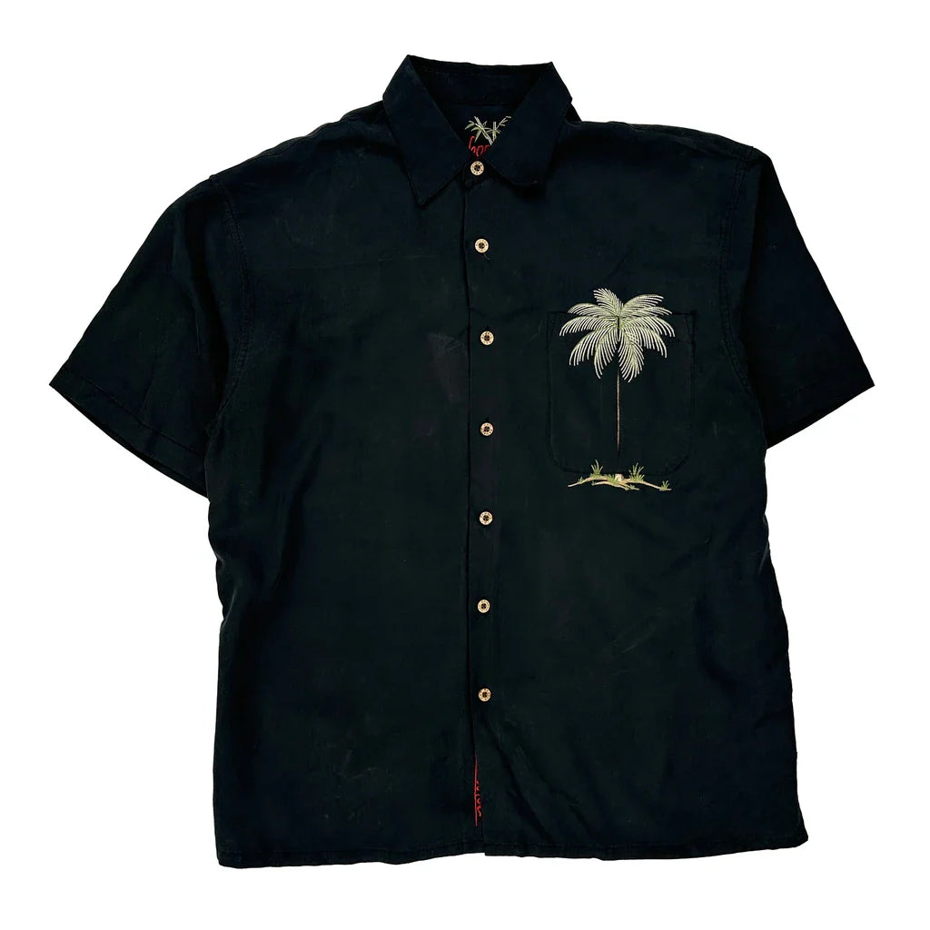 Unbranded Hawaiian Shirt - Medium Black Modal Blend Refurbished - Thrifted (note: this is a term often used to describe second- refurbished available on Cerqular