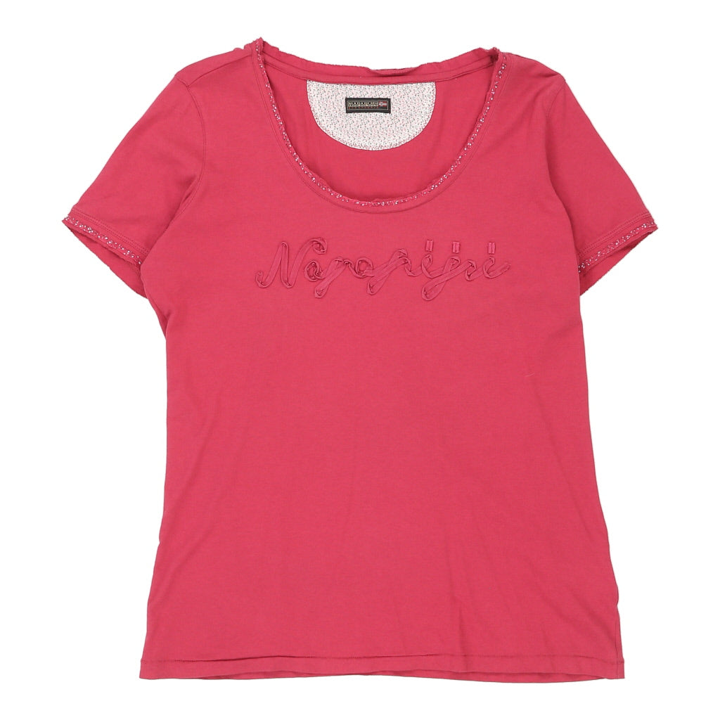 Buy Napapijri T-Shirt - XL Pink Cotton | Size: x-large Refurbished - $16.01 Napapijri T-Shirt - XL Pink Cotton | Size: x-large Refurbished - N/A (Preloved Designer is not a specific brand, it refurbished available on Cerqular