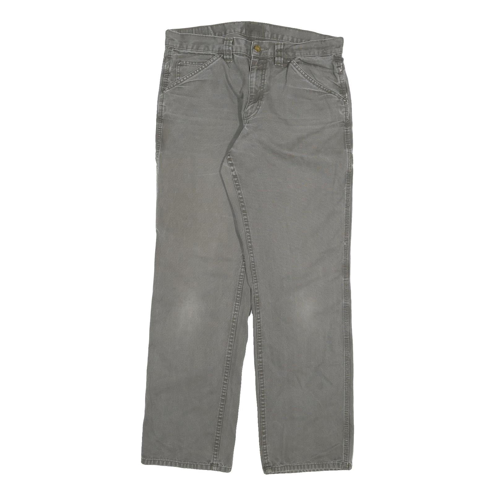 DICKIES Mens Cotton Blend Grey Regular Straight Trousers W34 L32 Workwear Refurbished - N/A refurbished available on Cerqular
