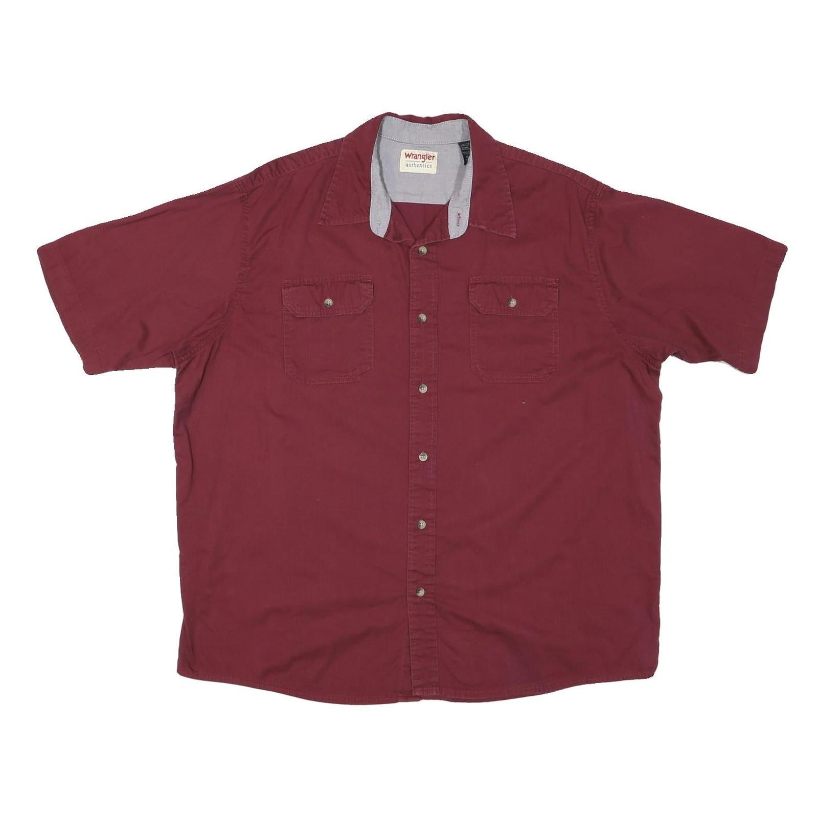 WRANGLER Mens Maroon Shirt XL Cotton Blend Button Front Casual Summer Refurbished - N/A refurbished available on Cerqular