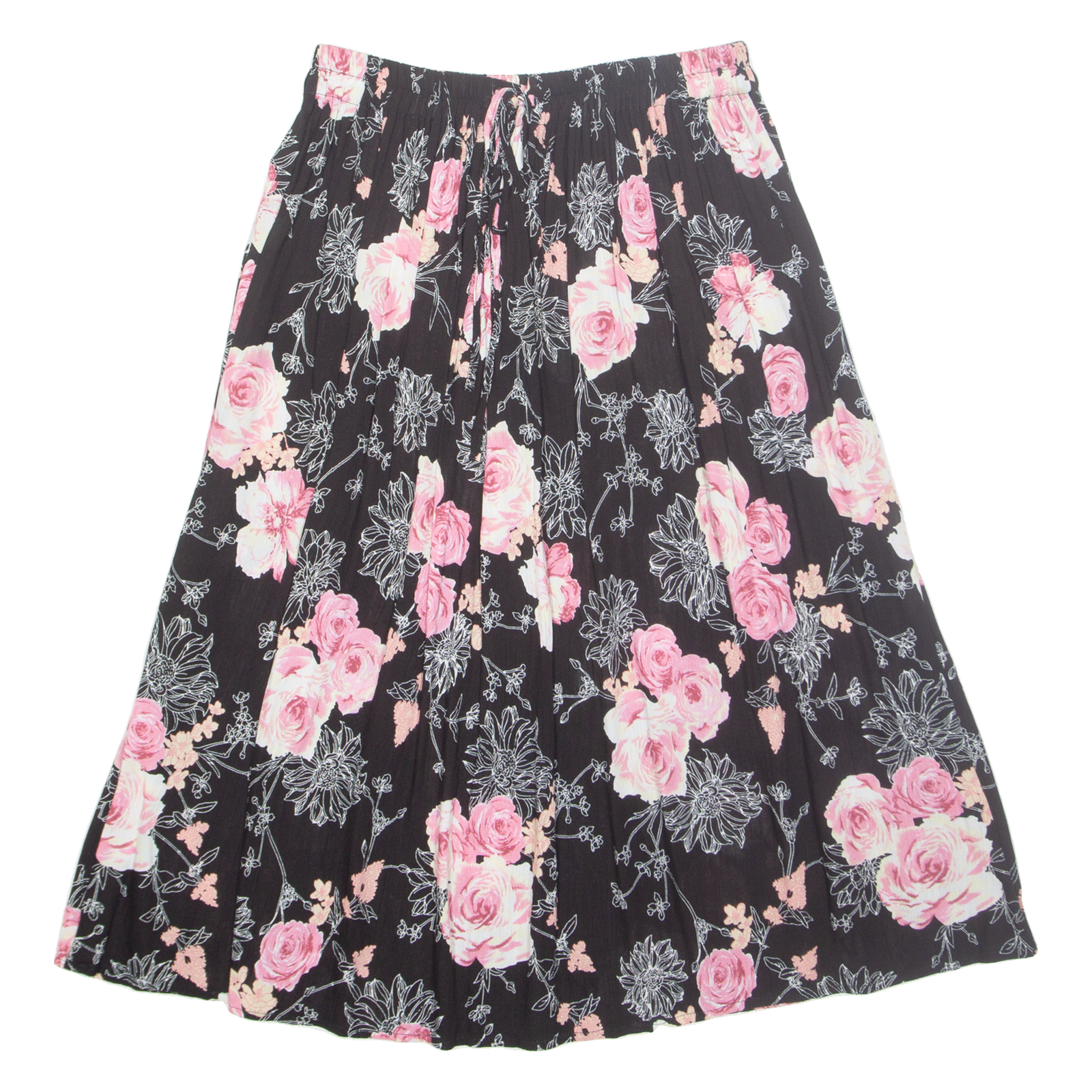 Womens A-Line Skirt Black Midi Floral M Refurbished - N/A refurbished available on Cerqular