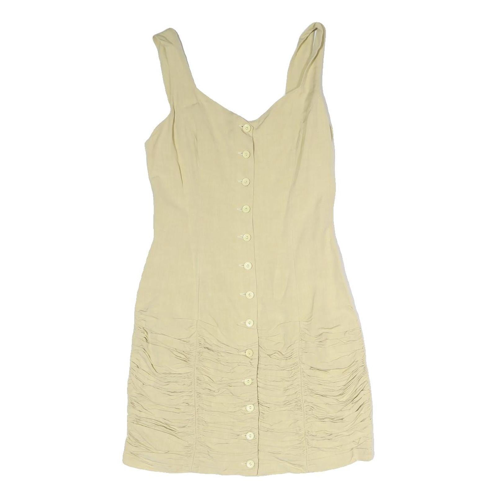 CLAUDE BARTHELEMY Womens Beige Cotton Mini Dress Sleeveless Button Front Ruched Refurbished - N/A refurbished available on Cerqular