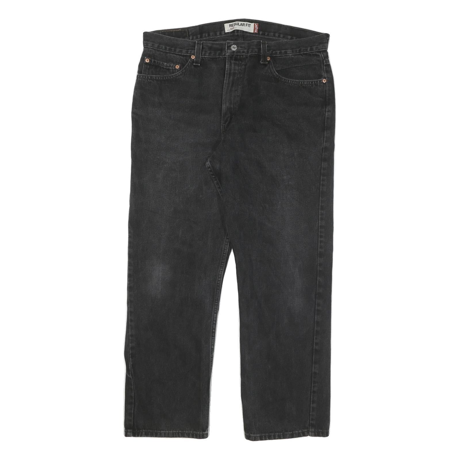 LEVI'S 505 Mens Jeans Black Regular Straight Denim Medium W38 L30 Classic Fit Refurbished - N/A refurbished available on Cerqular