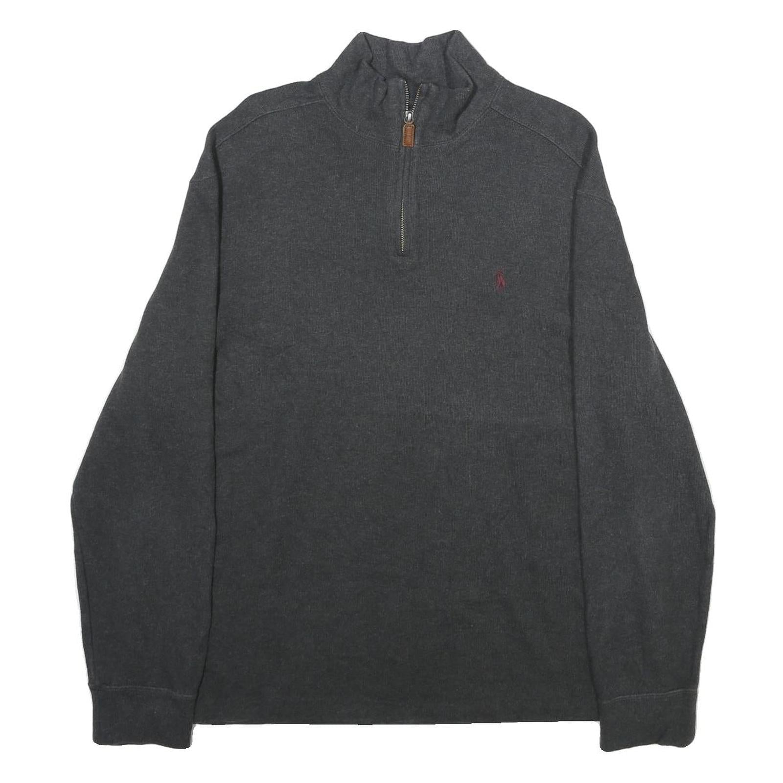 POLO RALPH LAUREN Mens Charcoal Patterned Jumper 1/4 Zip Cotton L Pullover Refurbished - N/A refurbished available on Cerqular