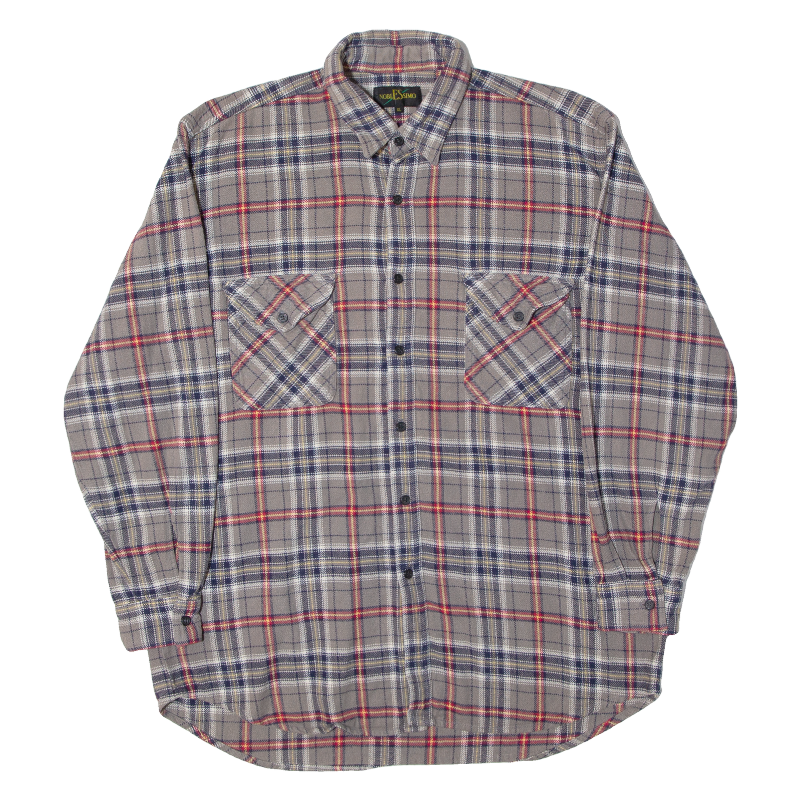NOBLESSIMO Mens Shirt Grey Check Long Sleeve M Refurbished - N/A refurbished available on Cerqular