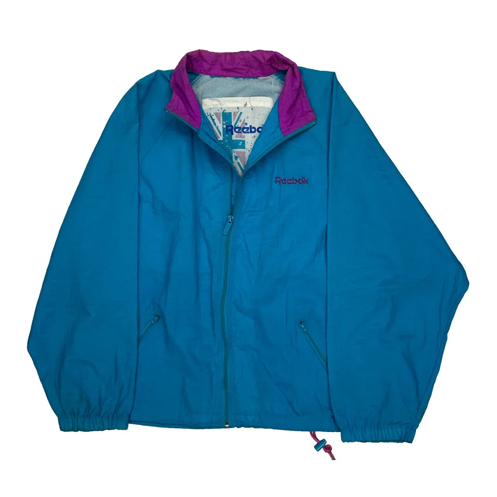 Reebok Oversized Jacket - XL Purple Nylon Refurbished - Thrifted (note: this is a term often used to describe second- refurbished available on Cerqular